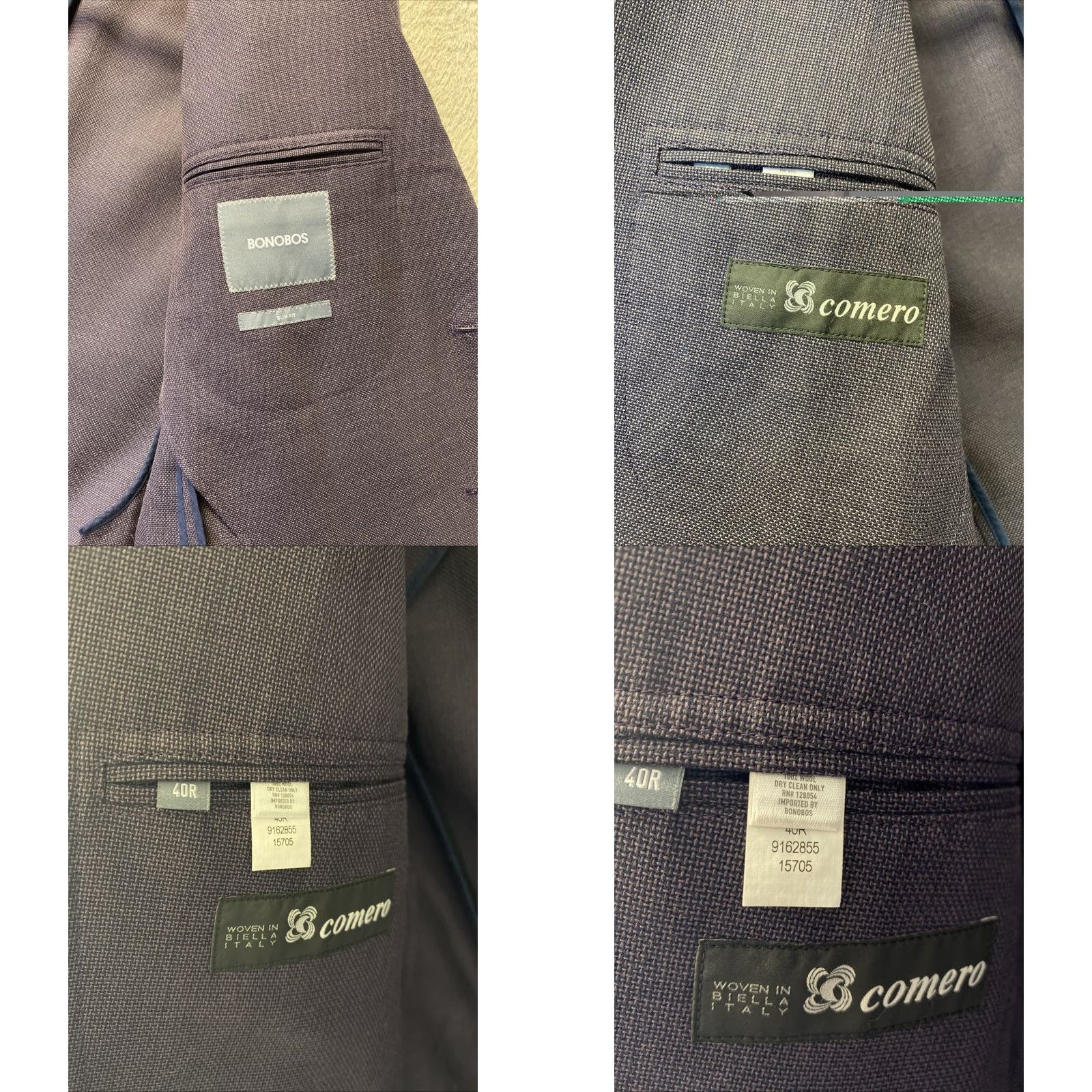 Bonobos BONOBOS Comero Unconstructe Wool Blazer Jacket 40 Regular Dark Plum Slim Men Size 40R - 8 Thumbnail