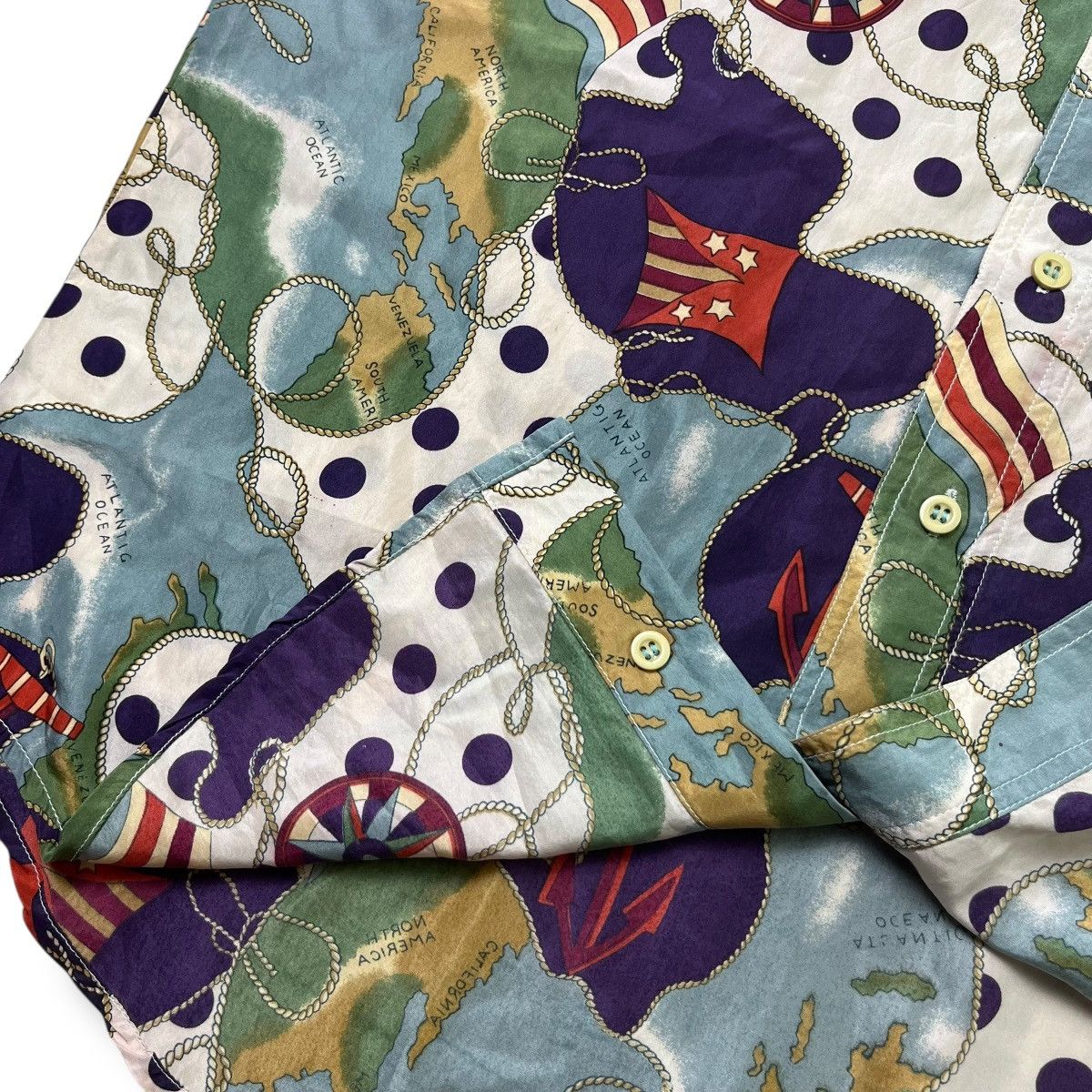 Issey Miyake Vintage 90s‼️Cassoni Italy Silk Shirt Nautical/YSL/Prada Styl Size US S / EU 44-46 / 1 - 7 Thumbnail