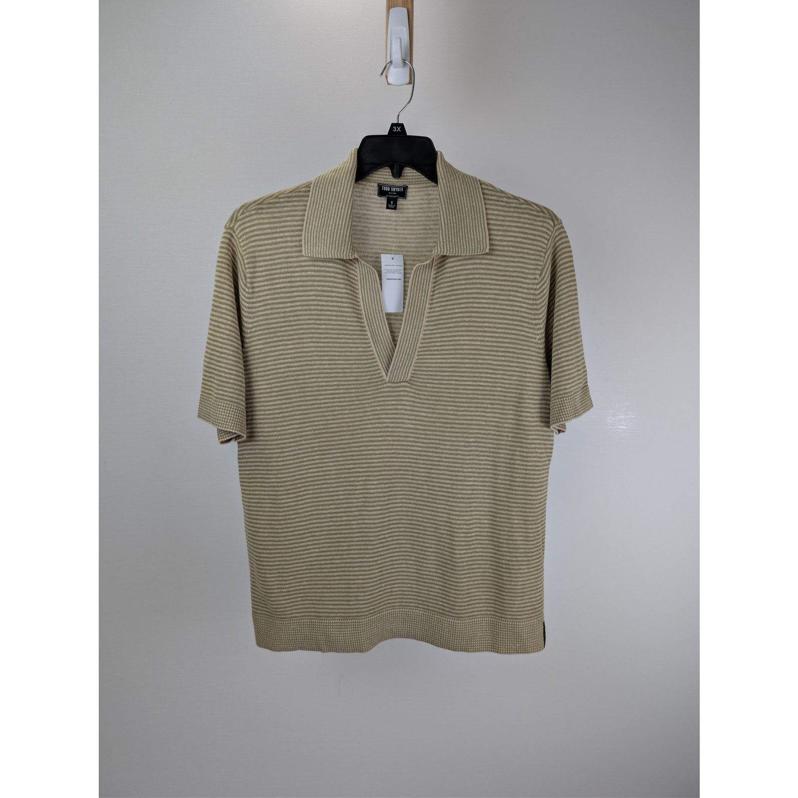 Todd Snyder o1rshd1 CC20 Relaxed Linen Stripe Montauk Polo Shirt Beige Size US S / EU 44-46 / 1 - 1 Thumbnail