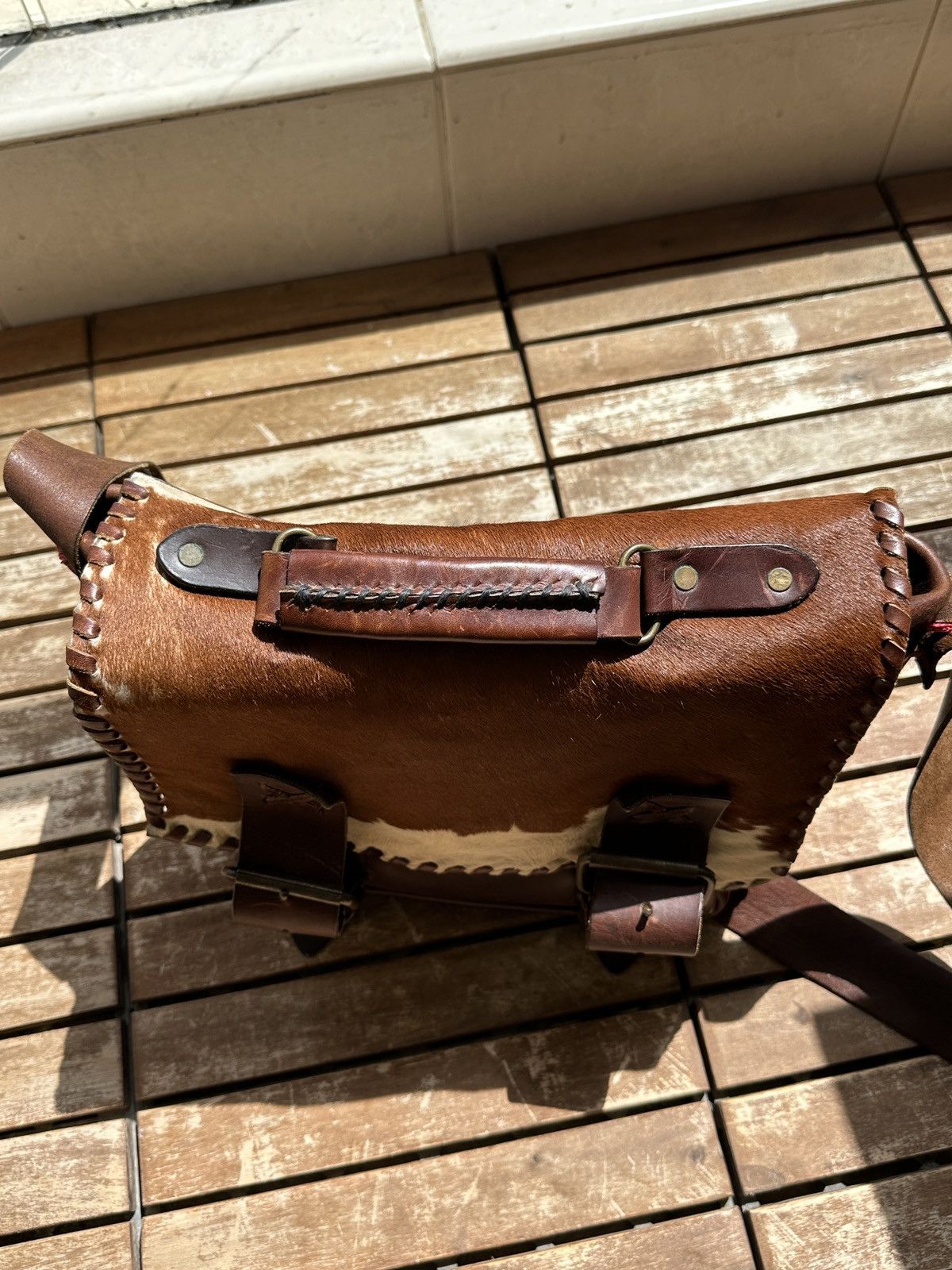 Handmade Handcrafted Hair-On-Hide Leather Messenger Bag Size ONE SIZE - 3 Thumbnail
