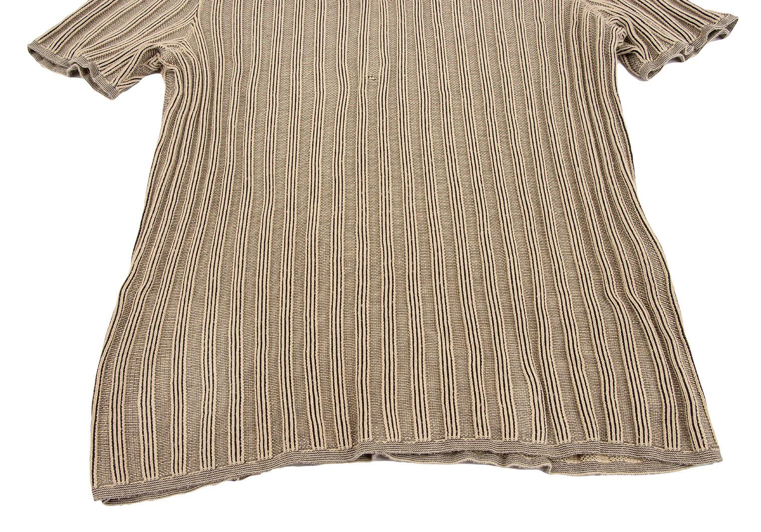 Hermes Cotton Stripe Knit Polo Shirt in Beige and Black Size US M / EU 48-50 / 2 - 9 Thumbnail
