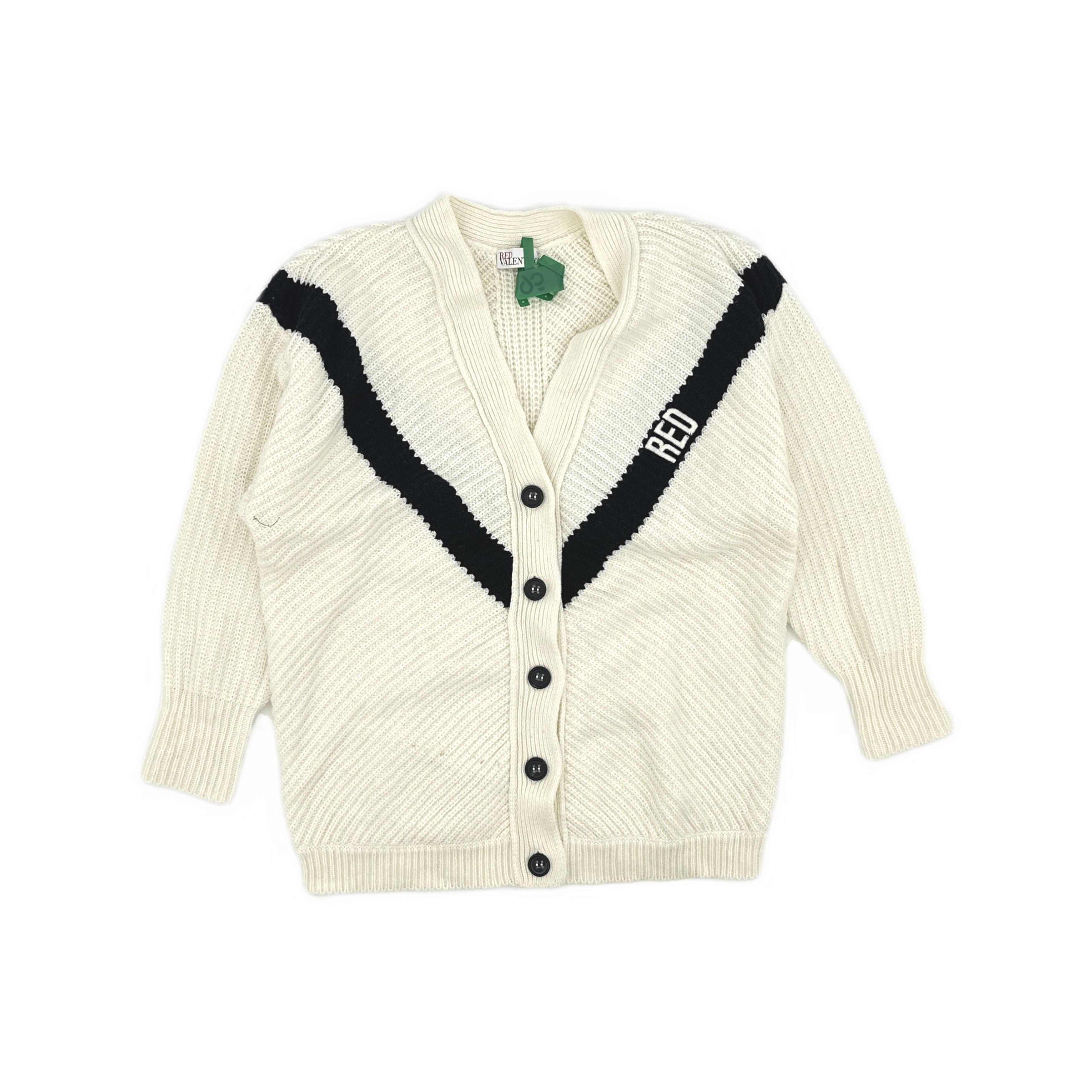 RED Valentino RED VALENTINO Logo Stripe Cardigan Size XS Size XS / US 0-2 / IT 36-38 - 1 Thumbnail
