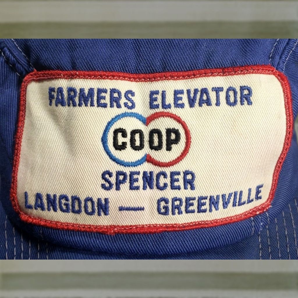 Vintage VTG FARMERS ELEVATOR COOP SPENCER LANGDON GREENVILLE EAR FLAP CO-OP BLUE CAP HAT Size ONE SIZE - 1 Thumbnail
