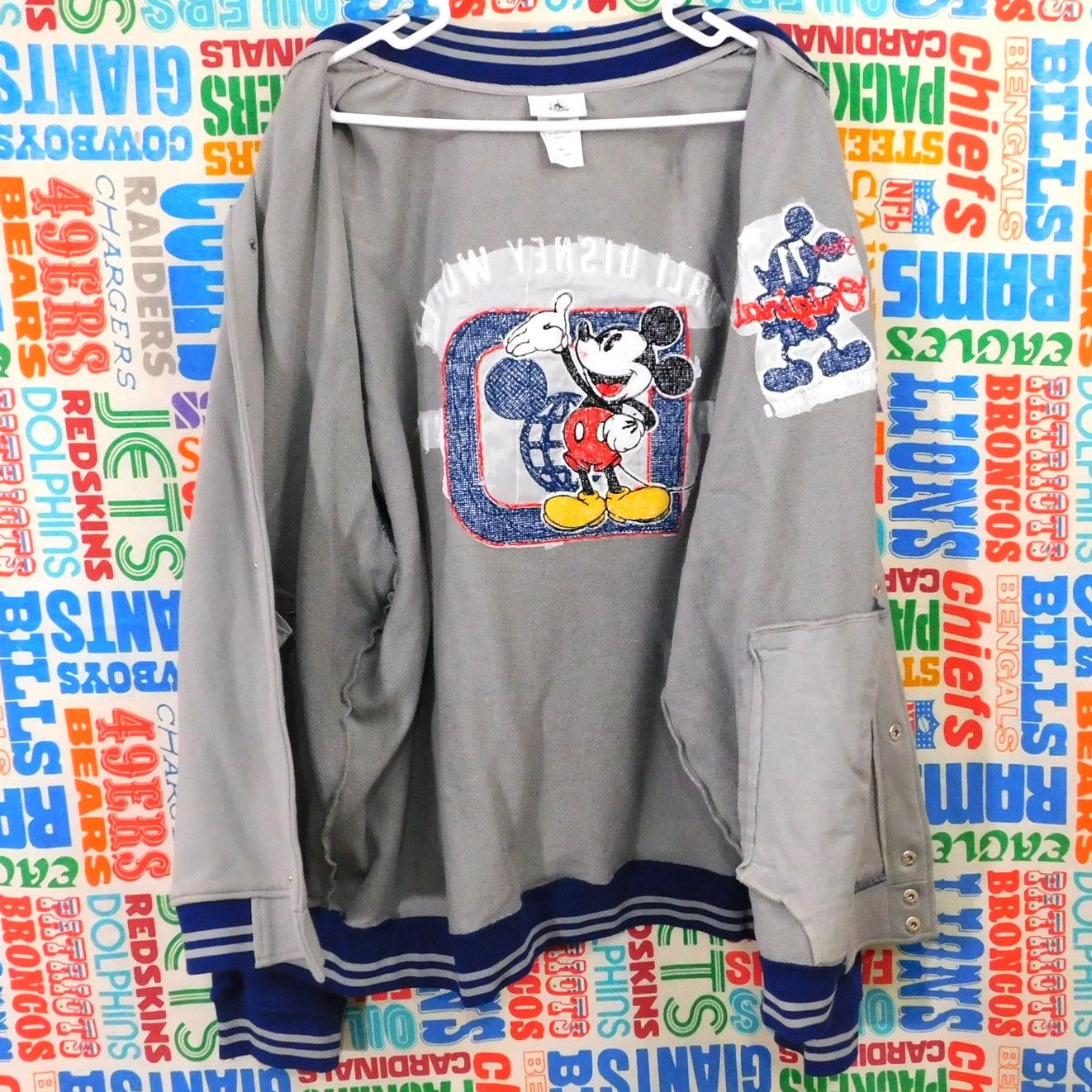 Disney Mickey Mouse Letterman Jacket Size 2XL Gray Blue Soft Shell Size US XXL / EU 58 / 5 - 4 Thumbnail