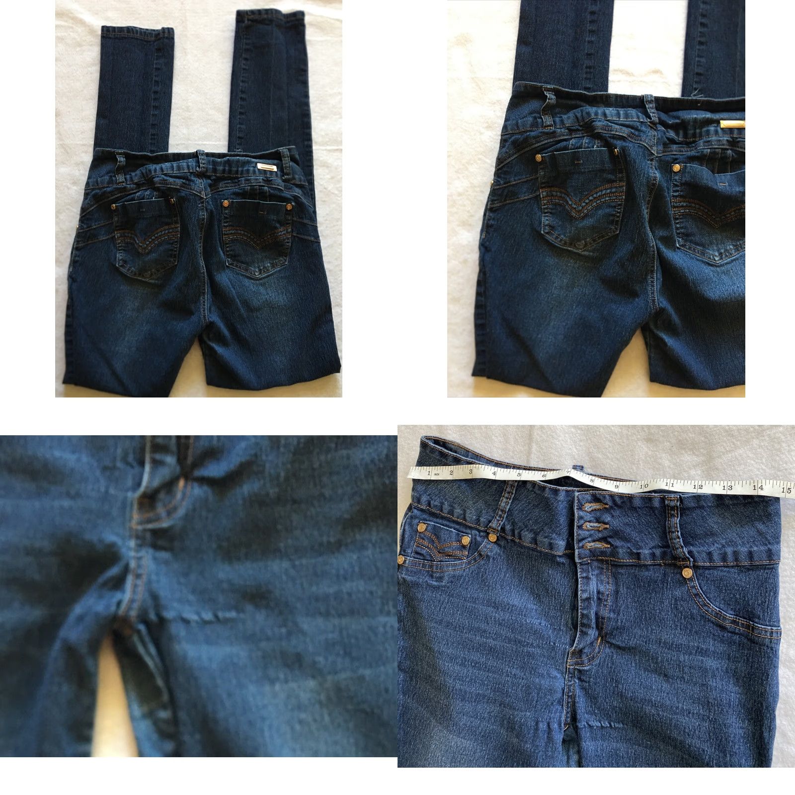 Vintage Diamante Jeans Women Juniors Size 11 Blue Skinny Stretch Denim Jeans Womens / 28 in Waist 30 in Inseam Size 32" / US 10 / IT 46 - 8 Thumbnail