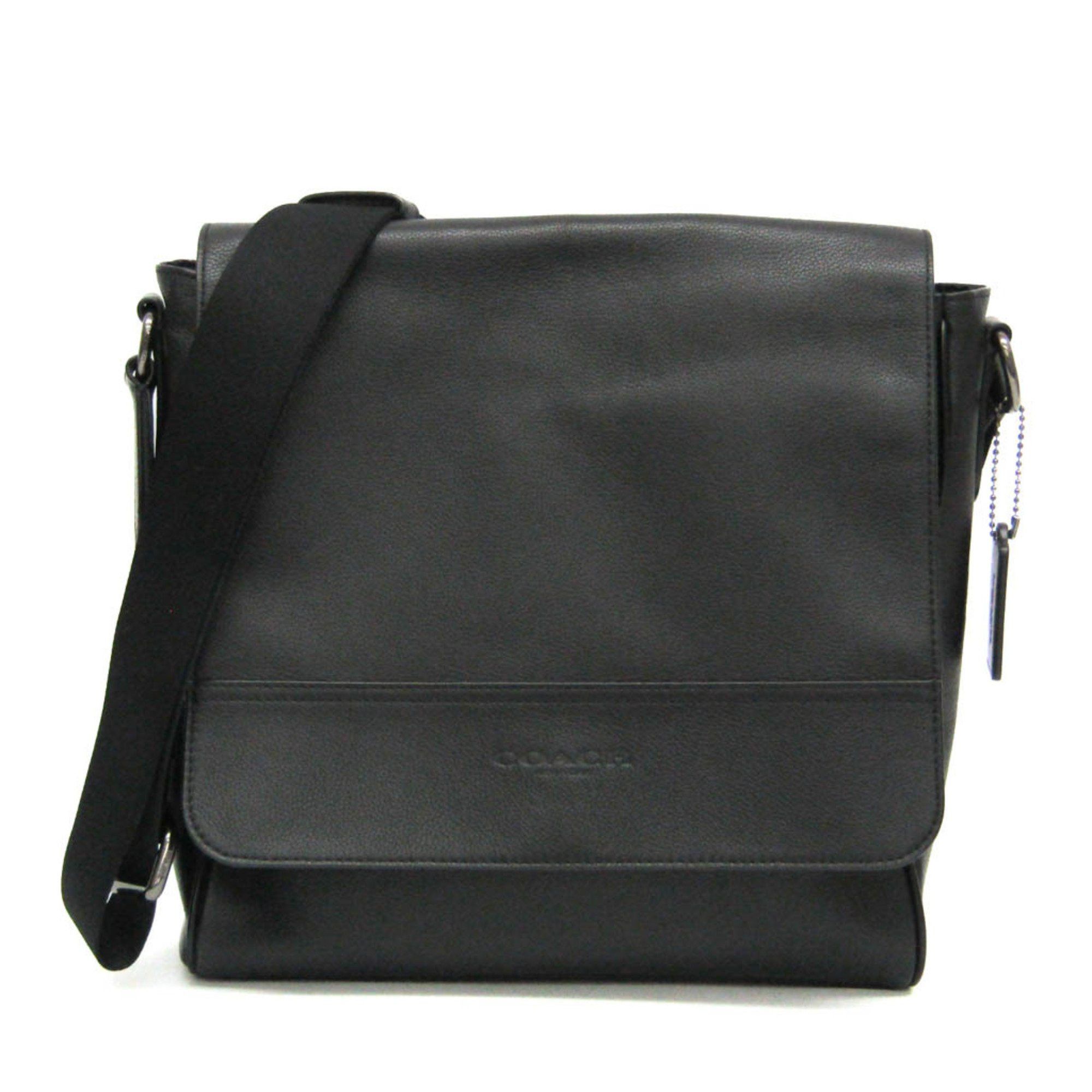 image of Coach Houston Map F68015 Men's Leather Shoulder Bag Black