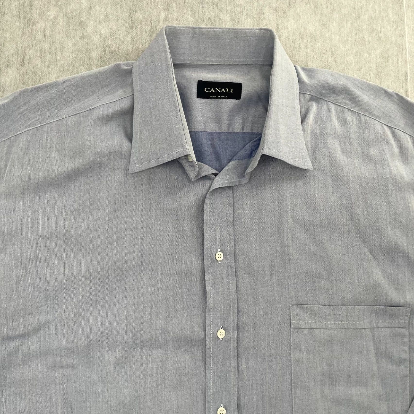 Canali VINTAGE Canali Dress Shirt Men 17.5 Blue Cotton Long Sleeve Collared Italian Classic Size US XL / EU 56 / 4 - 3 Thumbnail