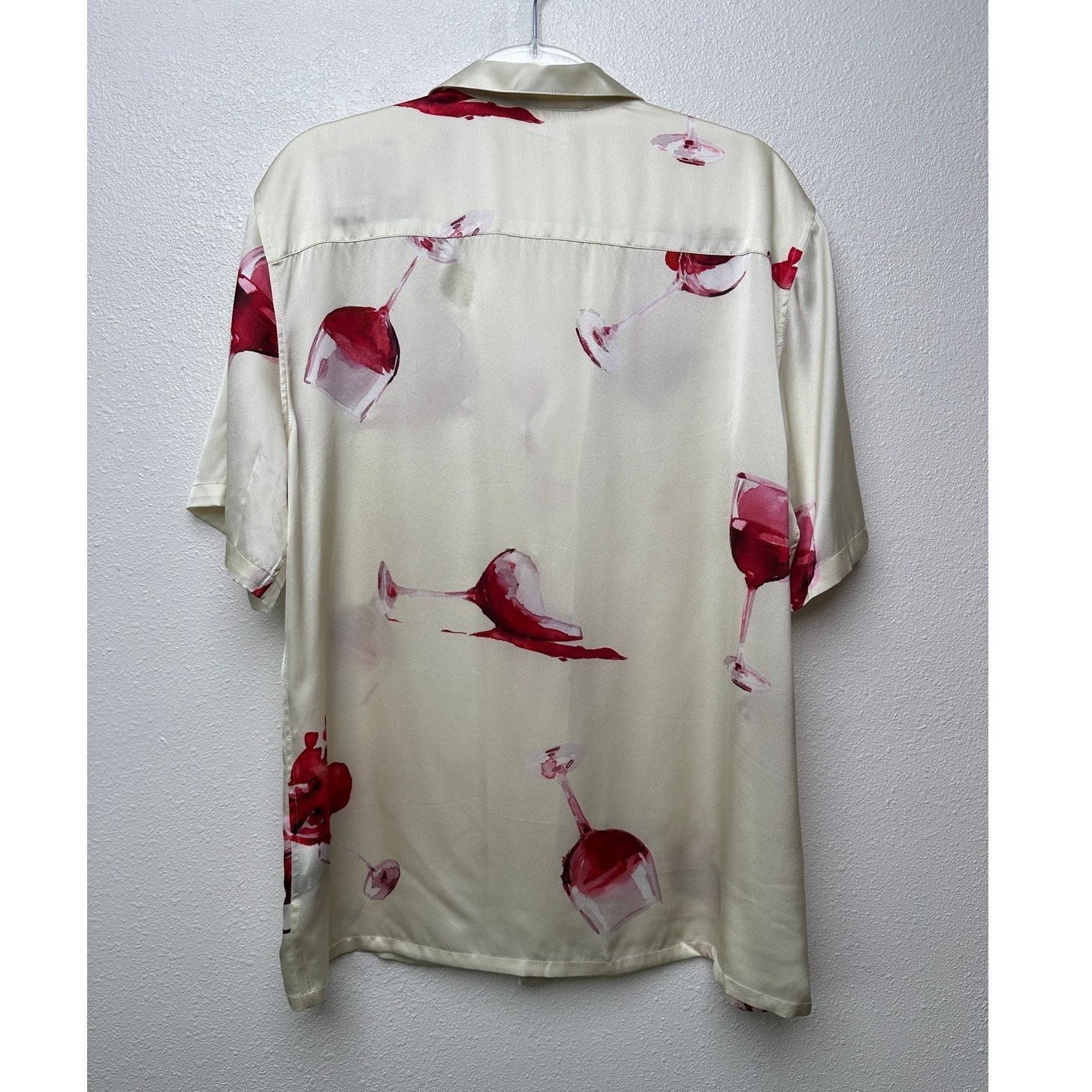 Nahmias Nahmias Silk Pajama Set Wine Glass Print Ivory Cream L Size L / US 10 / IT 46 - 3 Thumbnail