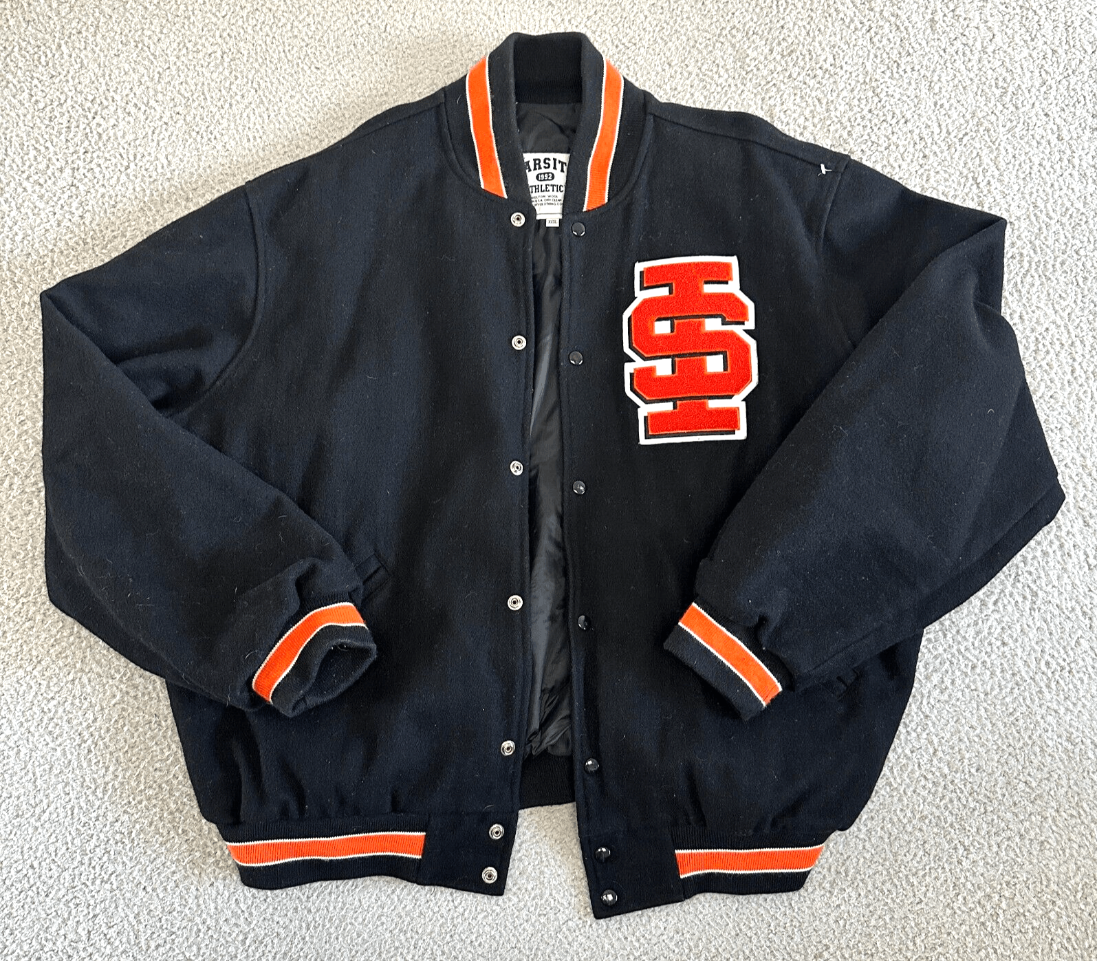 Vintage Vintage Varsity 1992 Leather Wool Mens Jacket Sz 3XL Black Size US XXL / EU 58 / 5 - 1 Thumbnail