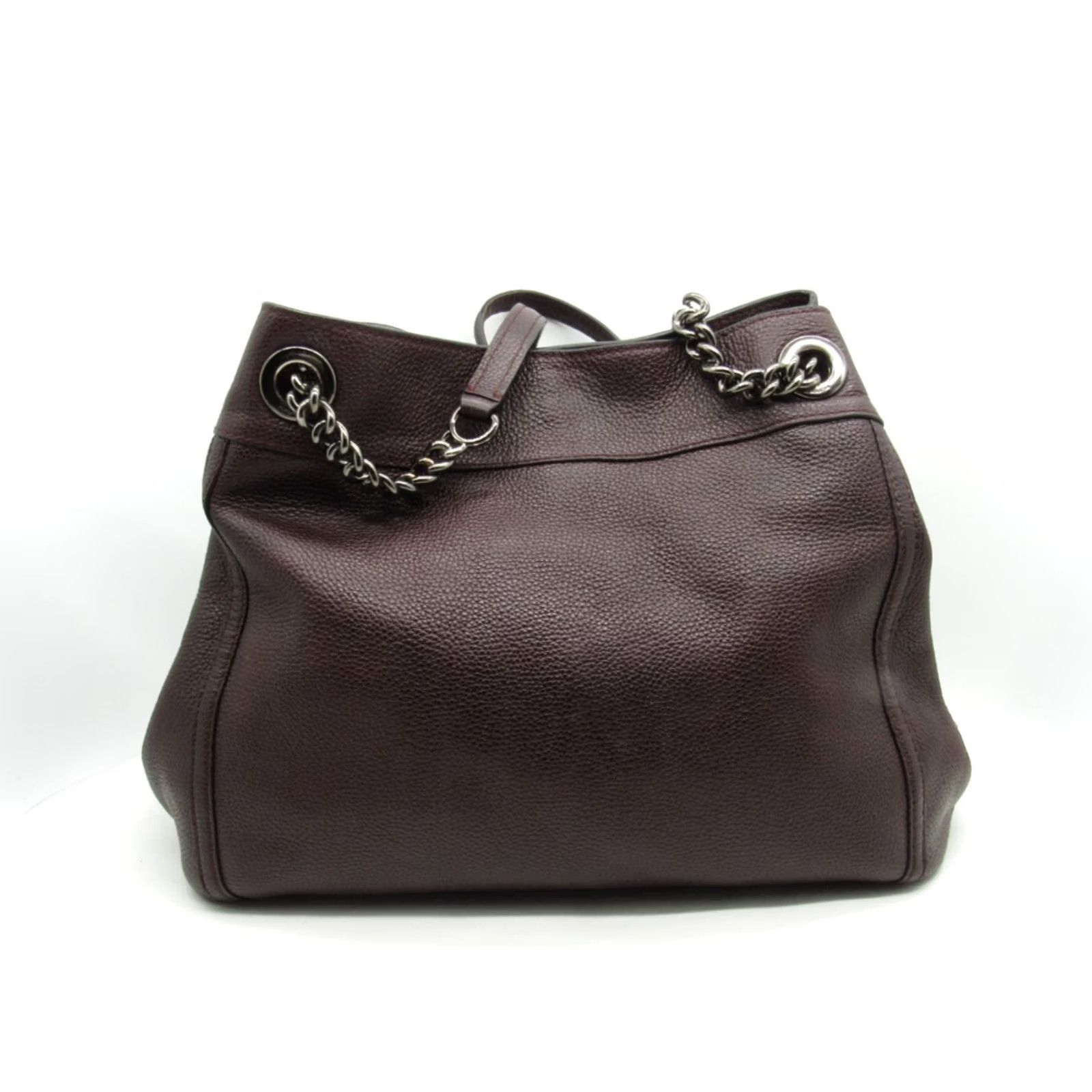 Coach VINTAGE COACH Edie Turnlock Shoulder Handbag Cherry Brown Pebbled Leather Women Medium Size ONE SIZE - 7 Thumbnail