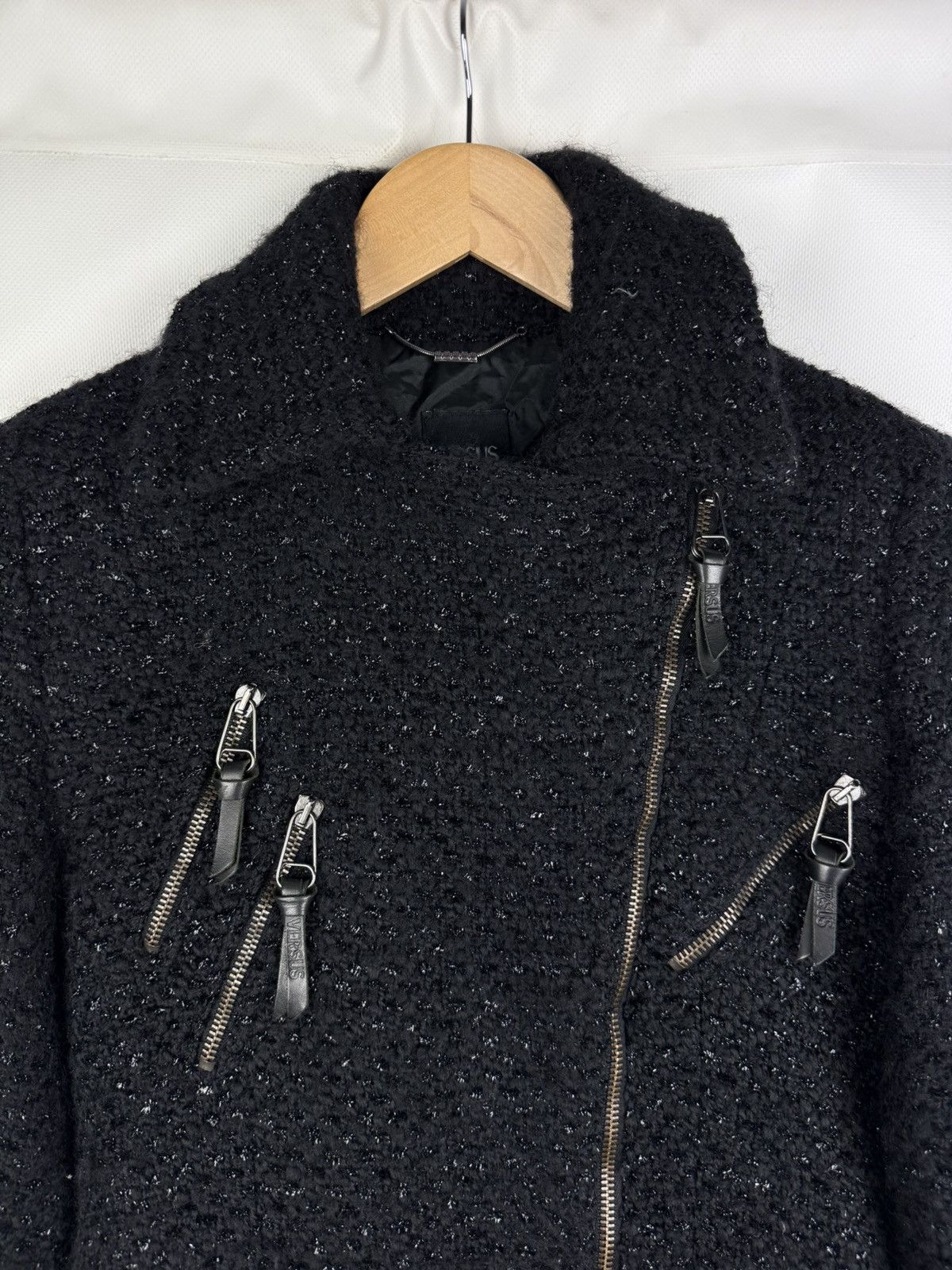 Versace × Versus Versace × Vintage Versus Versace Vintage Ladies Wool Biker Jacket Size 26 / 40 Size S / US 4 / IT 40 - 8 Thumbnail