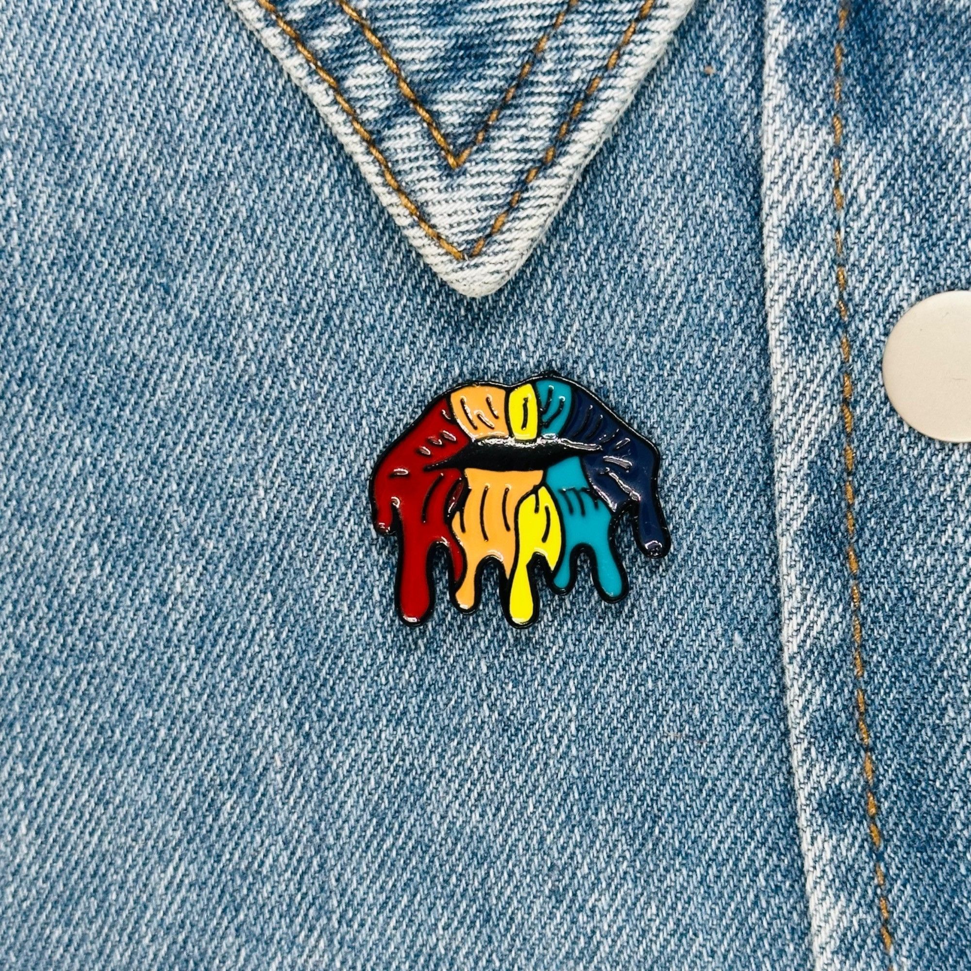 Other ⭐Cartoon Rainbow Lip Melting Enamel Pin Colorful Badge Brooc Size ONE SIZE - 1 Thumbnail