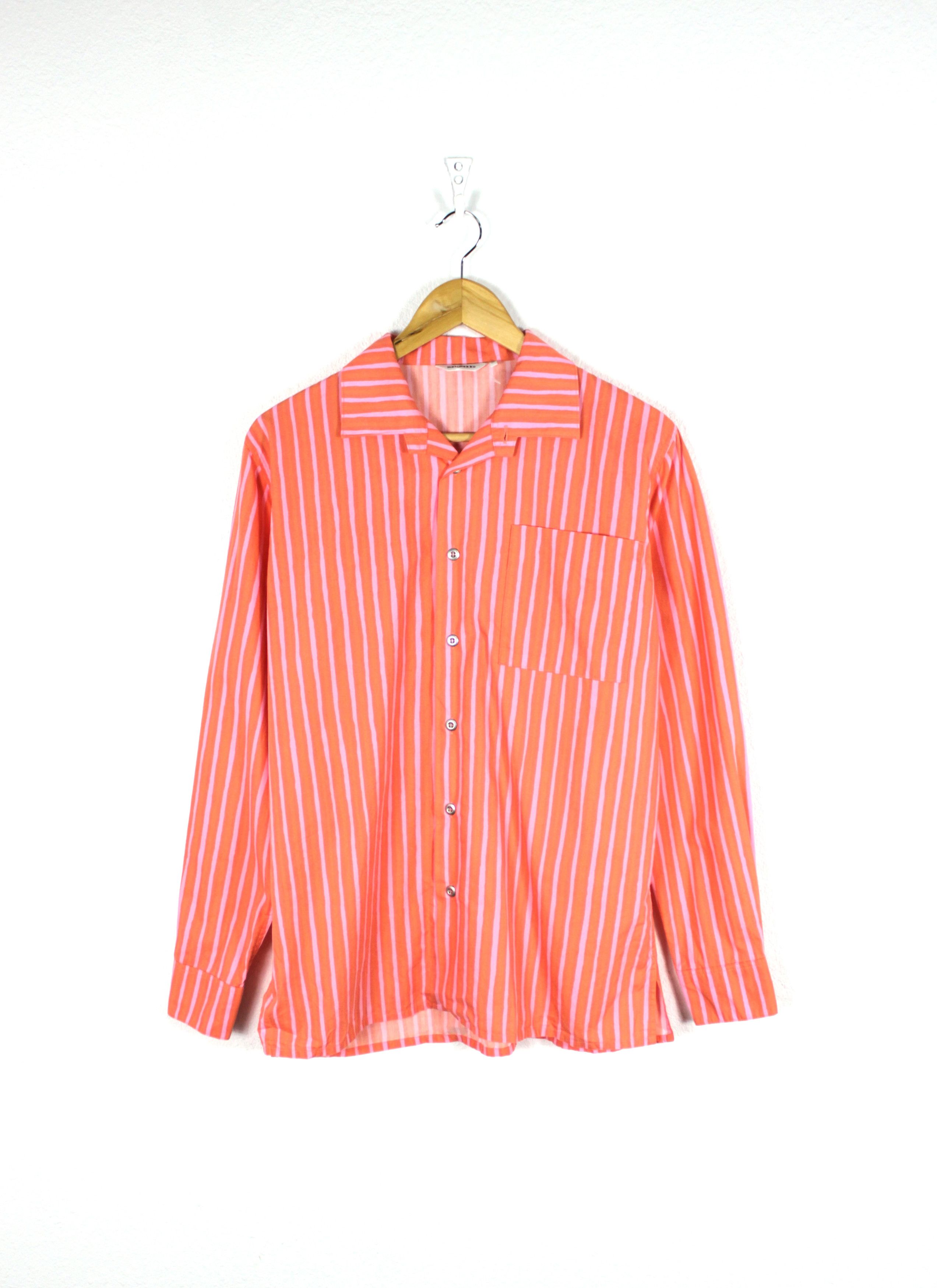 Designer × Marimekko Marimekko Coral Striped Open Collar Camp Shirt XS NZ Size US XS / EU 42 / 0 - 1 Thumbnail