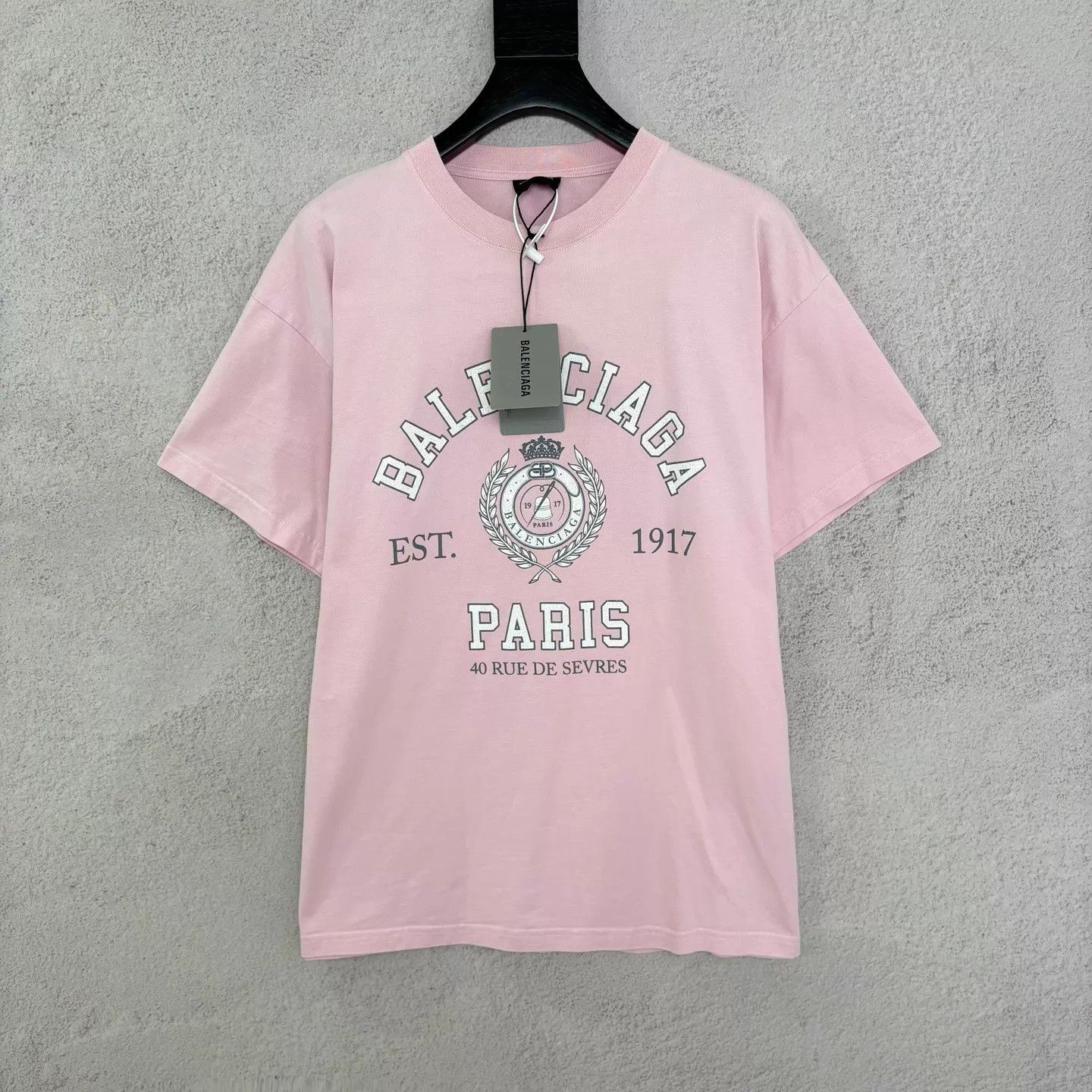 Balenciaga BALENCIAGA Oversized Wheat Logo Print Tee Sakura Pink Size M / US 6-8 / IT 42-44 - 1 Thumbnail