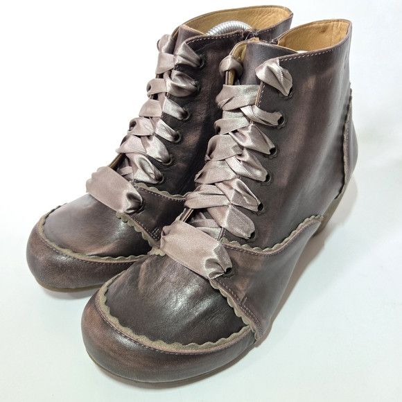 Portofino Women's Boho Leather Ankle Boots Brown Size EU 41