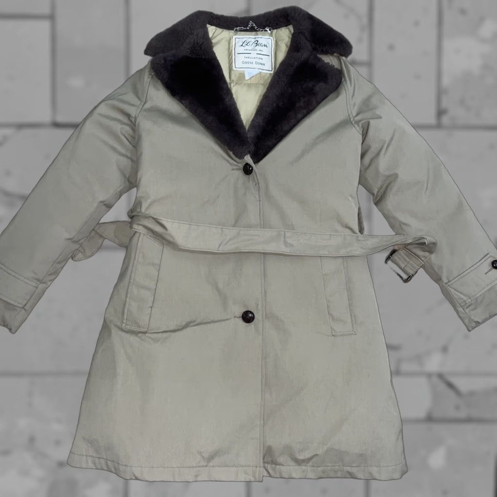 Vintage VINTAGE? L.L. Bean Goose Down Jacket Women’s Wool Shell Beige Size 10 Overcoat Womens 10 Beige Down Jacket Size L / US 10 / IT 46 - 1 Thumbnail