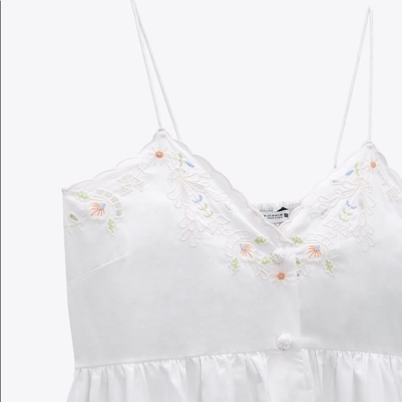 Zara ZARA BLOGGER FAVORITE EMBROIDERED POPLIN DRESS WHITE Size XS / US 0-2 / IT 36-38 - 12 Thumbnail