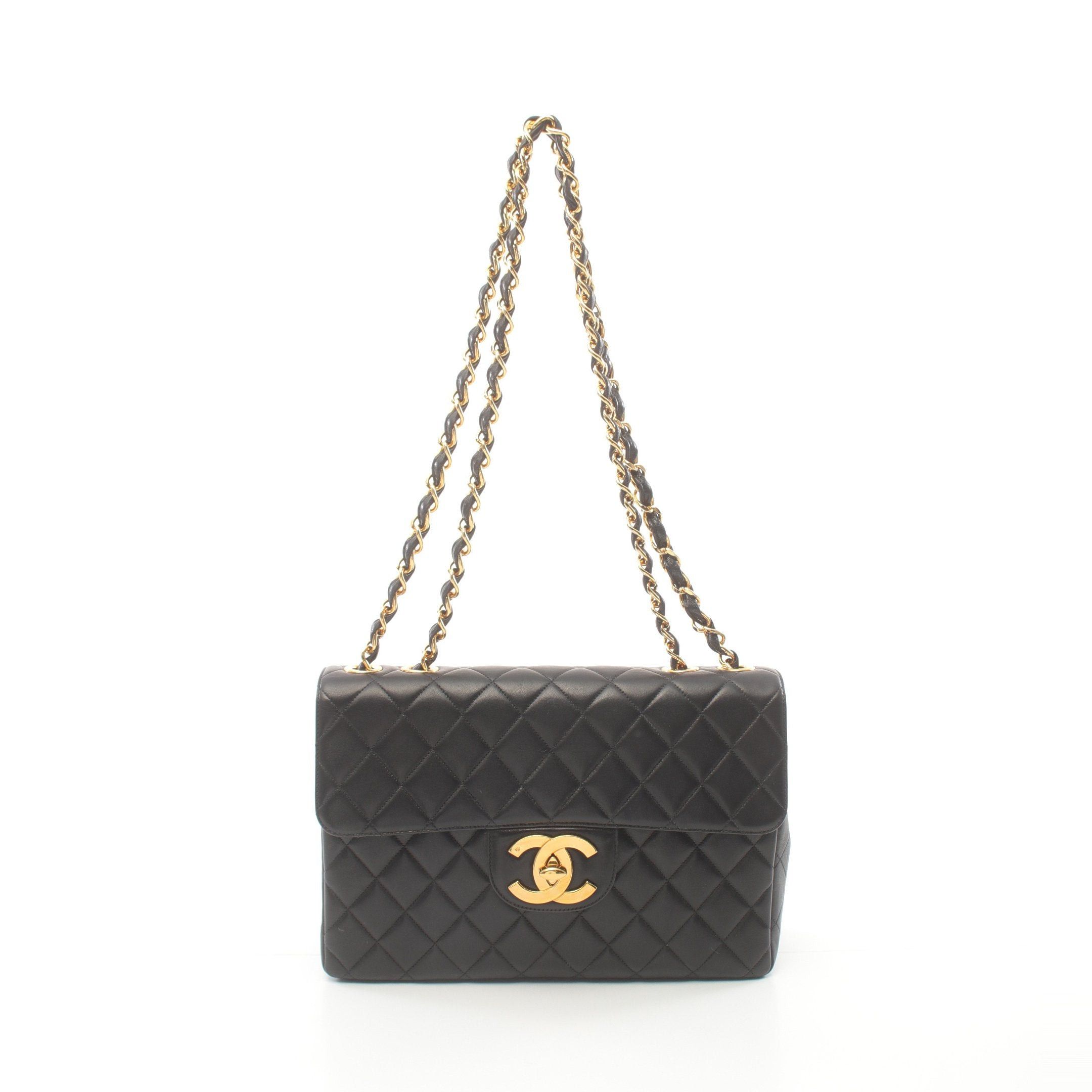 Chanel Chanel Decamatlassé 30 Double Chain Shoulder Bag Lambskin Black Gold Hardware Size ONE SIZE - 1 Thumbnail