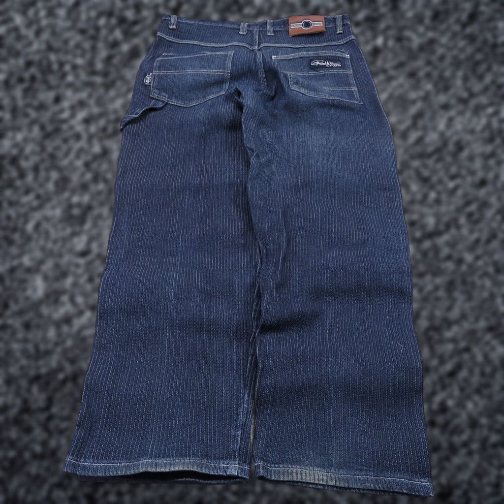Express VTG Brooklyn Xpress Jeans 38x32 Baggy Y2K Carpenter Skater High Rise Striped Denim 5-Pocket Mens Jeans Size US 38 / EU 54 - 1 Thumbnail