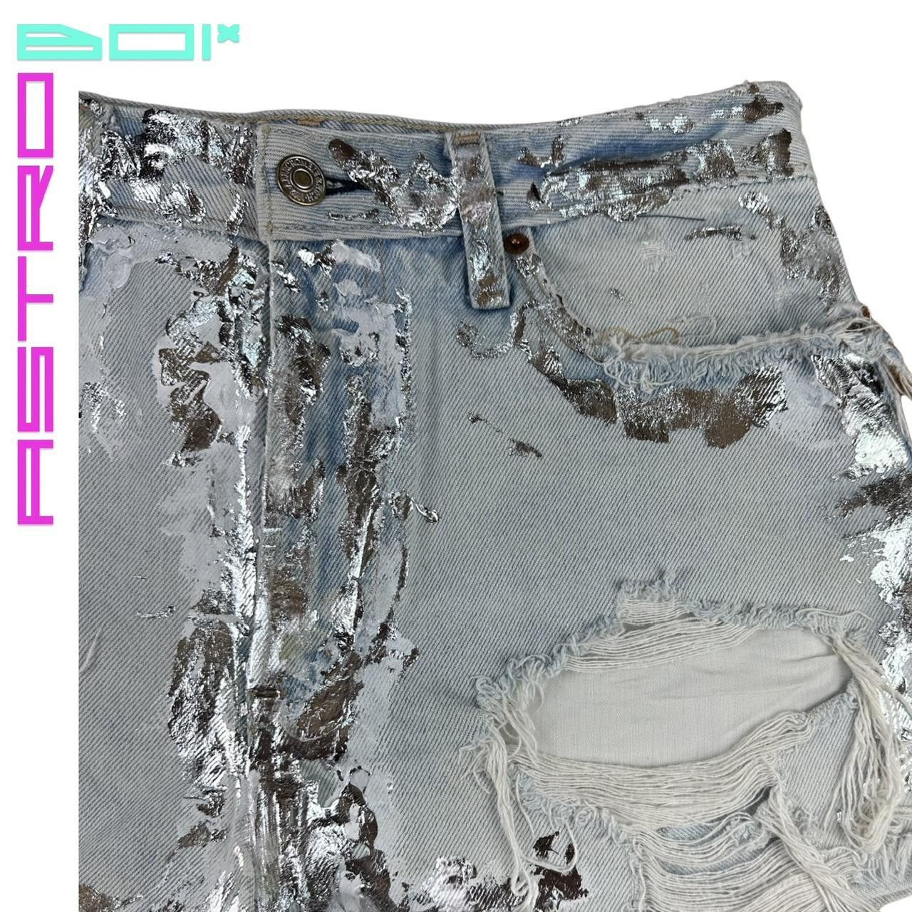 Abercrombie & Fitch Abercrombie + Fitch Blue Foiled Denim Shorts - 26" Size 26" / US 2 / IT 38 - 3 Thumbnail