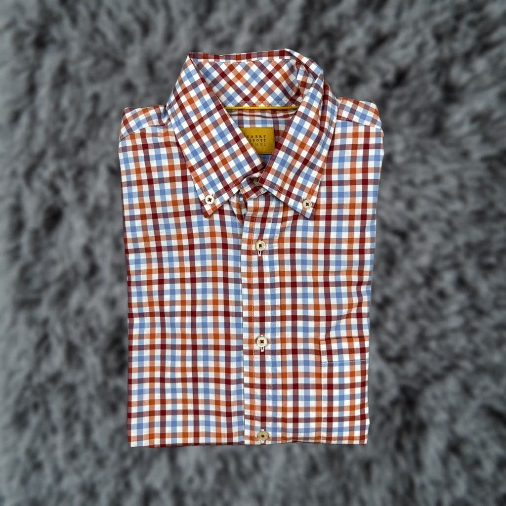 Robert Talbott Robert Talbott Caramel Checkered Long Sleeve Button Down - Medium Shirts Mens Red Size US M / EU 48-50 / 2 - 1 Thumbnail