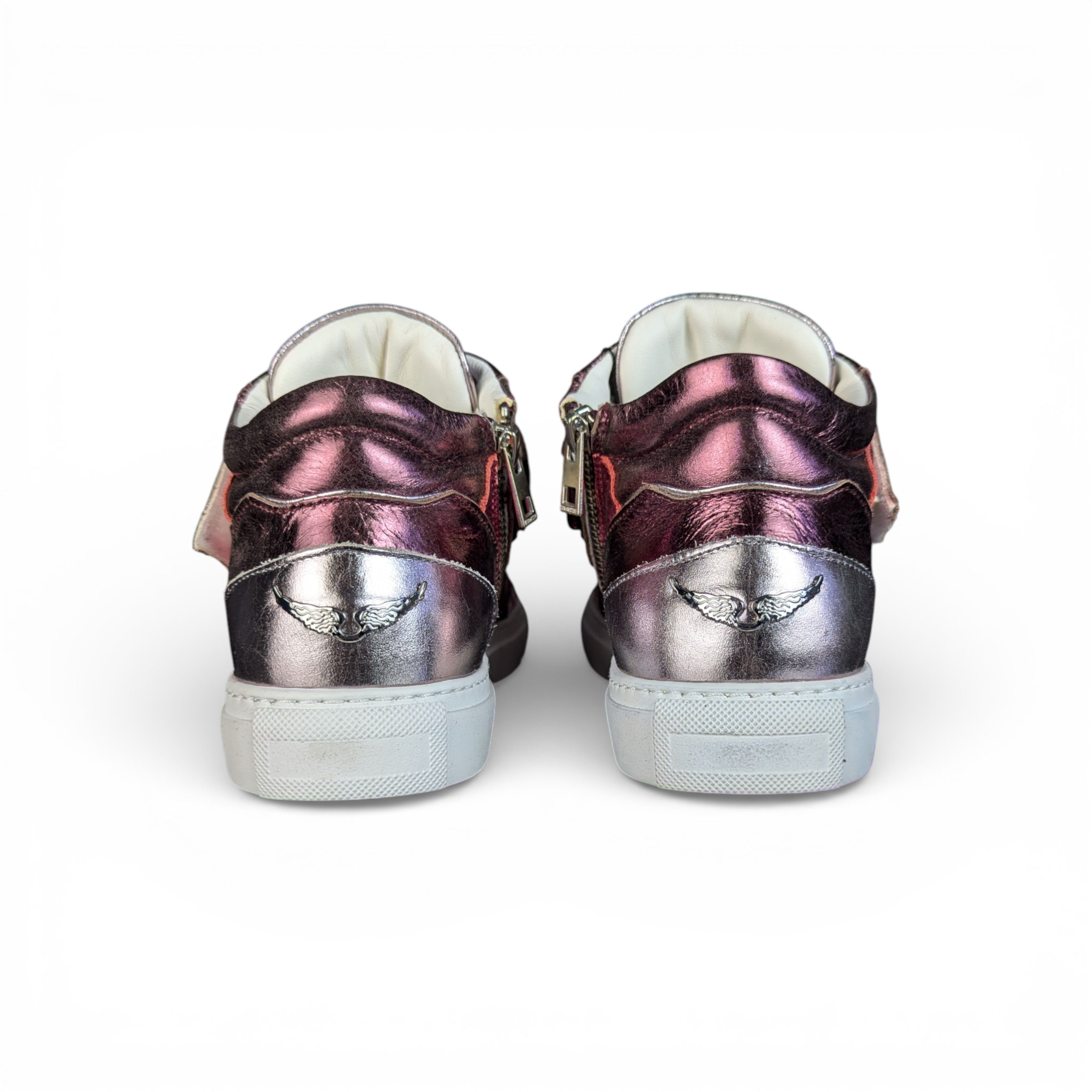 Zadig & Voltaire ZADIG&VOLTAIRE Pink Silver High top Leather Sneakers Size US 9 / IT 39 - 6 Thumbnail
