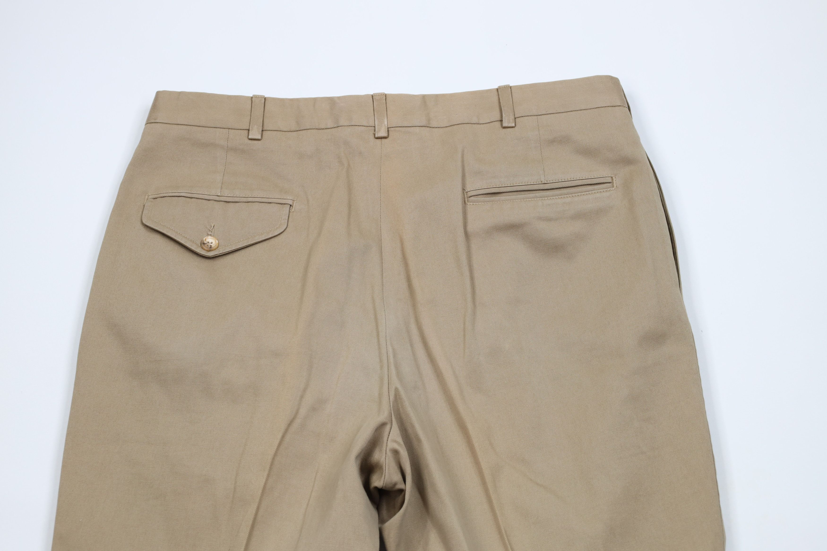 Lands' End Vintage 70s Lands End Pleated Wide Leg Chino Pants Beige USA Size US 36 / EU 52 - 13 Thumbnail