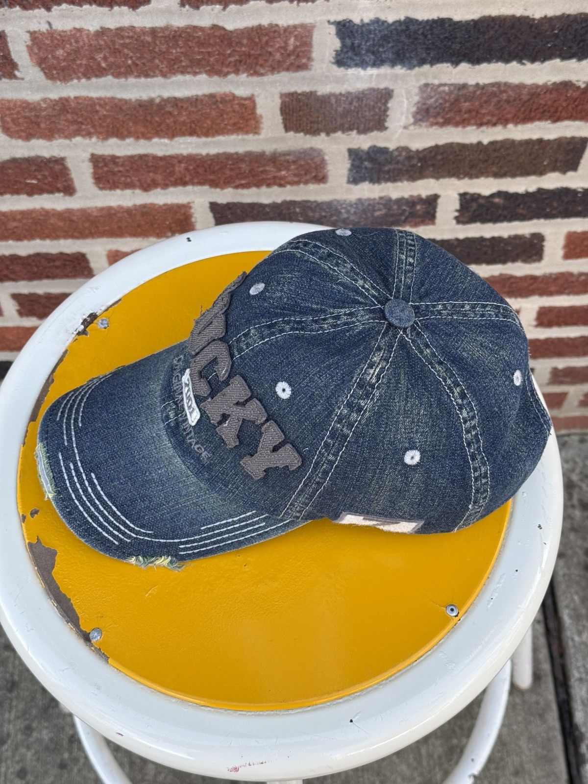 Japanese Brand Vintage 2001 Lucky “Original Vintage” Denim Cap Size ONE SIZE - 10 Thumbnail
