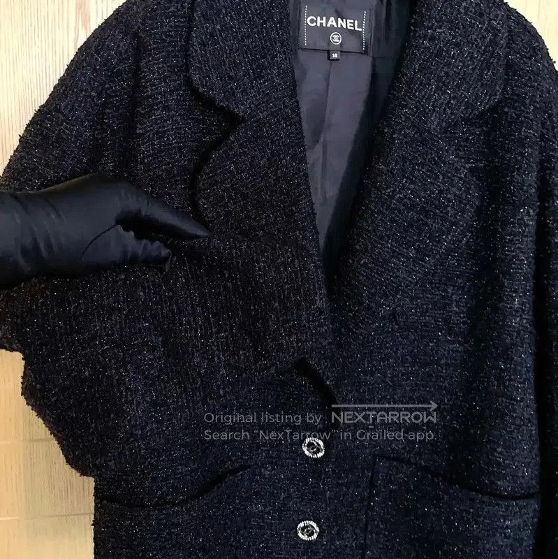 Chanel Chanel Black Cotton Blend Tweed Jacket . Size S / US 4 / IT 40 - 4 Thumbnail