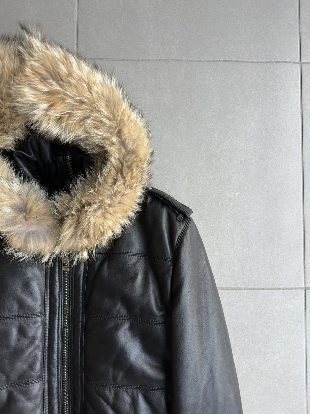 Dior × Hedi Slimane Dior Homme AW04 “VOTC” fur hooded leather jacket Size US M / EU 48-50 / 2 - 5 Thumbnail