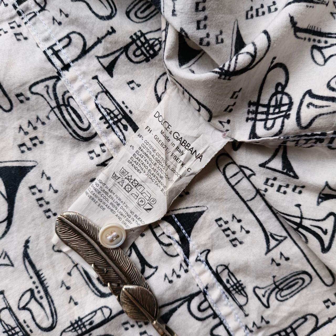 Dolce & Gabbana DOLCE & GABBANA Blouse White Musical Instrument Size US L / EU 52-54 / 3 - 7 Thumbnail