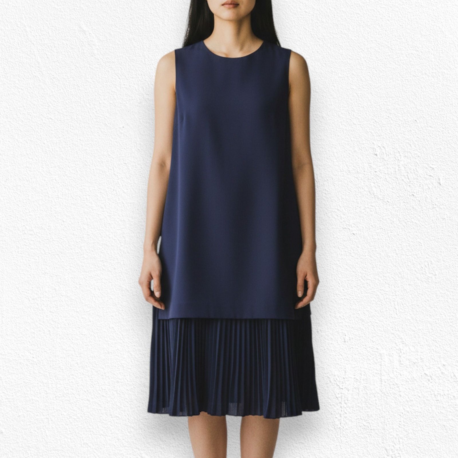 Theory Navy Blue Pleated Hem Modern Sleeveless Dress Size 4 Size S / US 4 / IT 40 - 3 Thumbnail