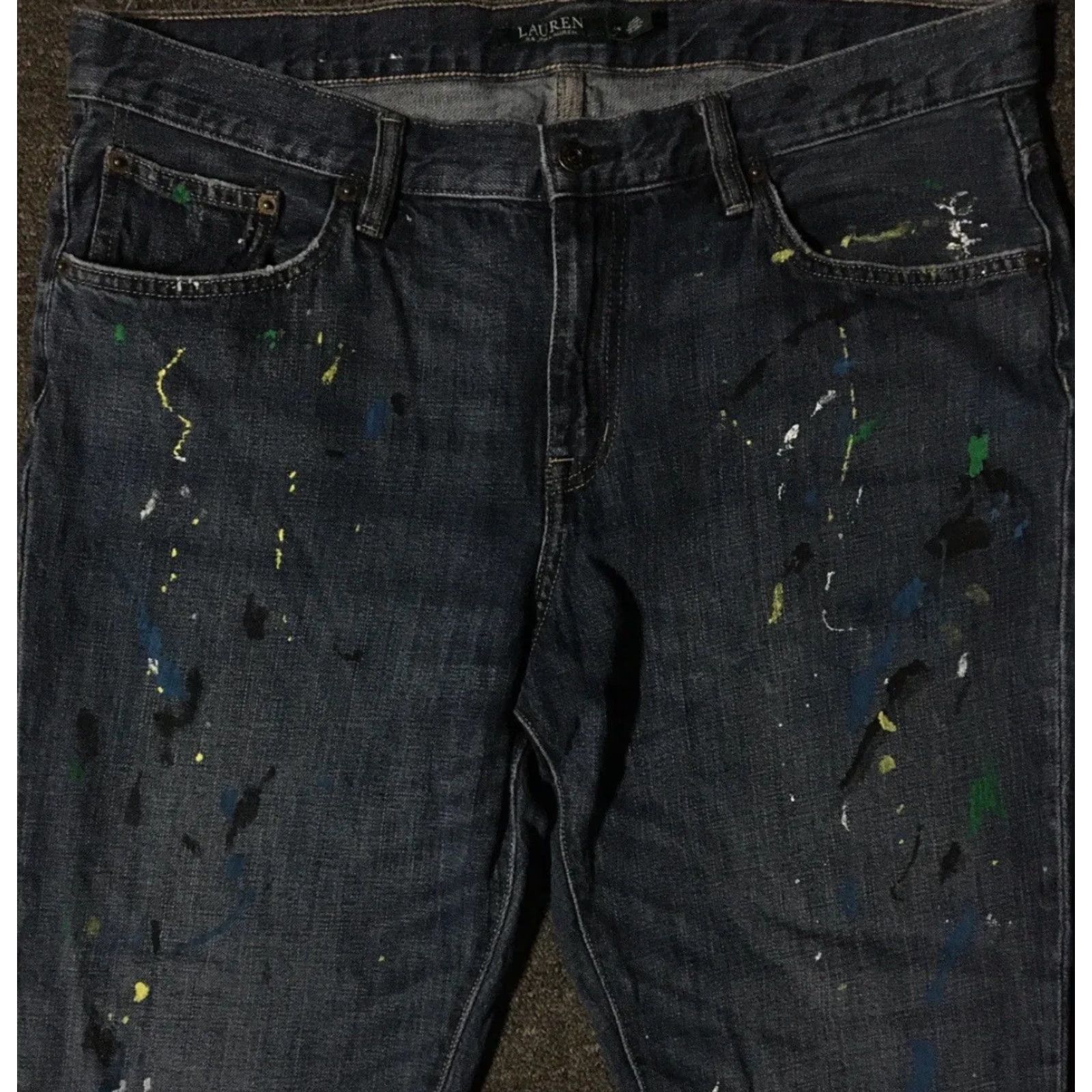 Ralph Lauren Polo Ralph Lauren Paint Splatter Girlfriend Jeans 14 Distress Art Sport Vtg 90s Womens Jeans 14 Blue Size 36" / US 14 / IT 50 - 7 Thumbnail