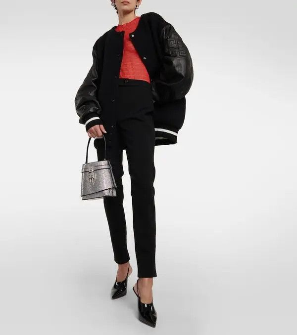 Givenchy o1srvl11e0125 Oversized Wool Blend Varsity Jacket in Black Size M / US 6-8 / IT 42-44 - 2 Thumbnail