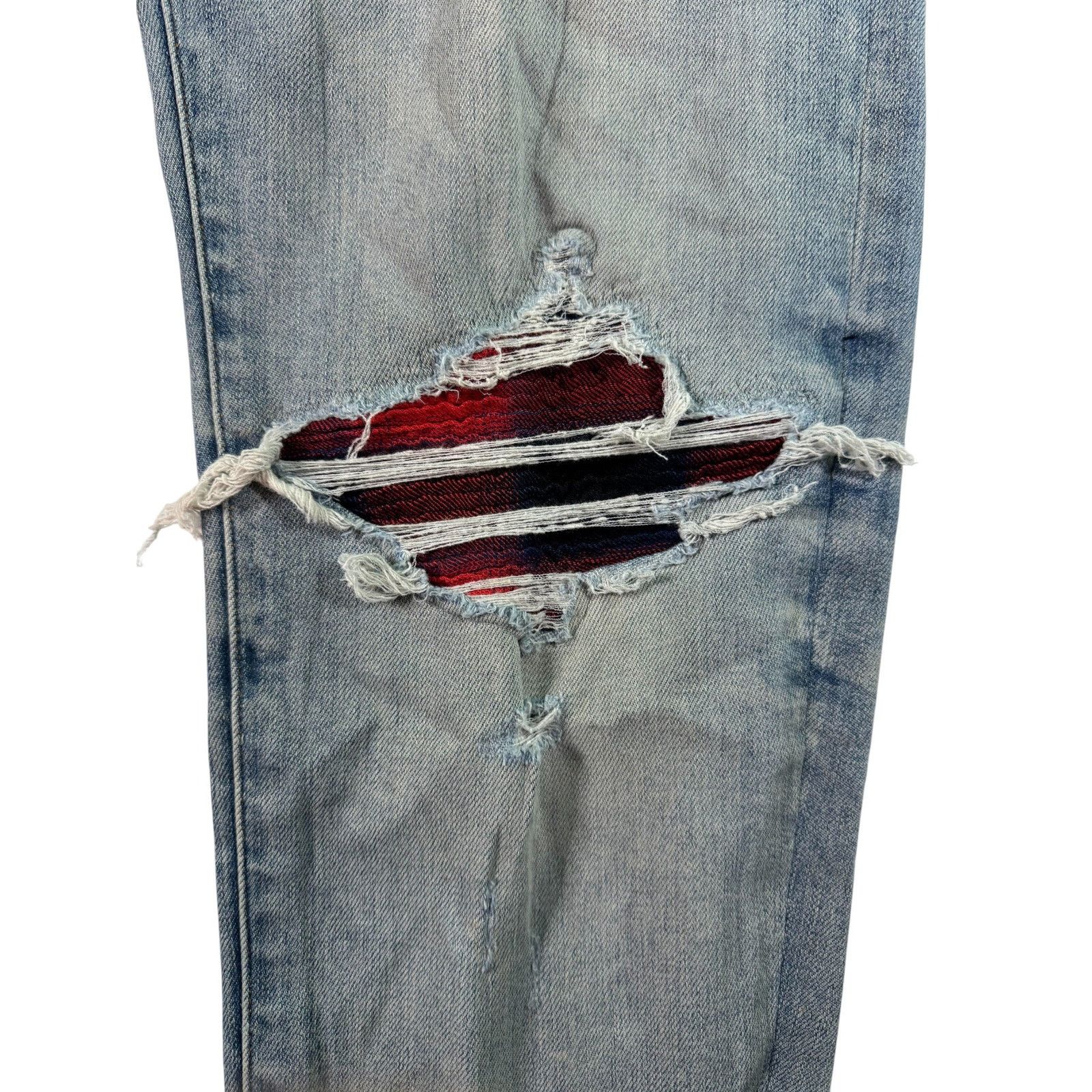 Amiri Amiri MX1 Light Wash, Blue & Red Patch Jeans Size US 36 / EU 52 - 3 Thumbnail