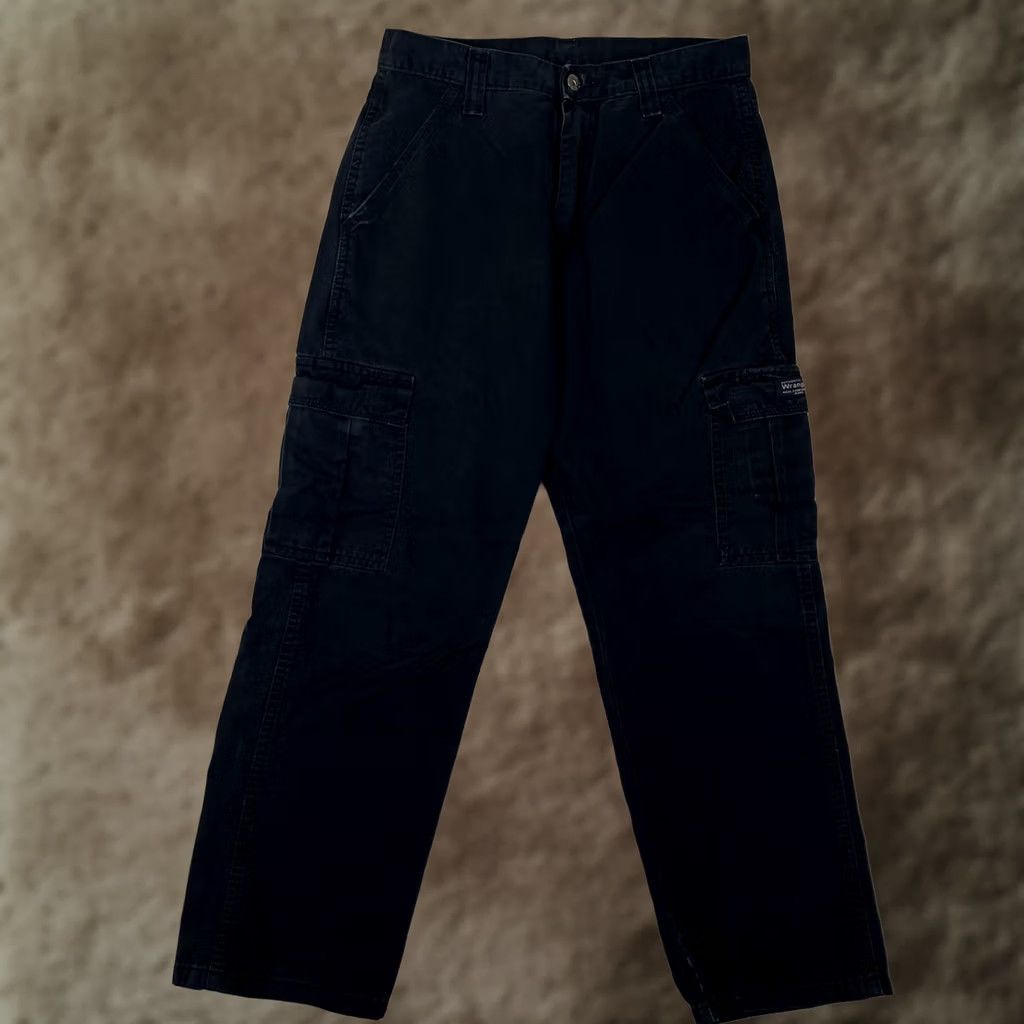 Wrangler Wrangler Black Cargo Pants Mens 29x30 Straight Leg Utility Casual Pants Regular Width Mens Size US 29 - 1 Thumbnail