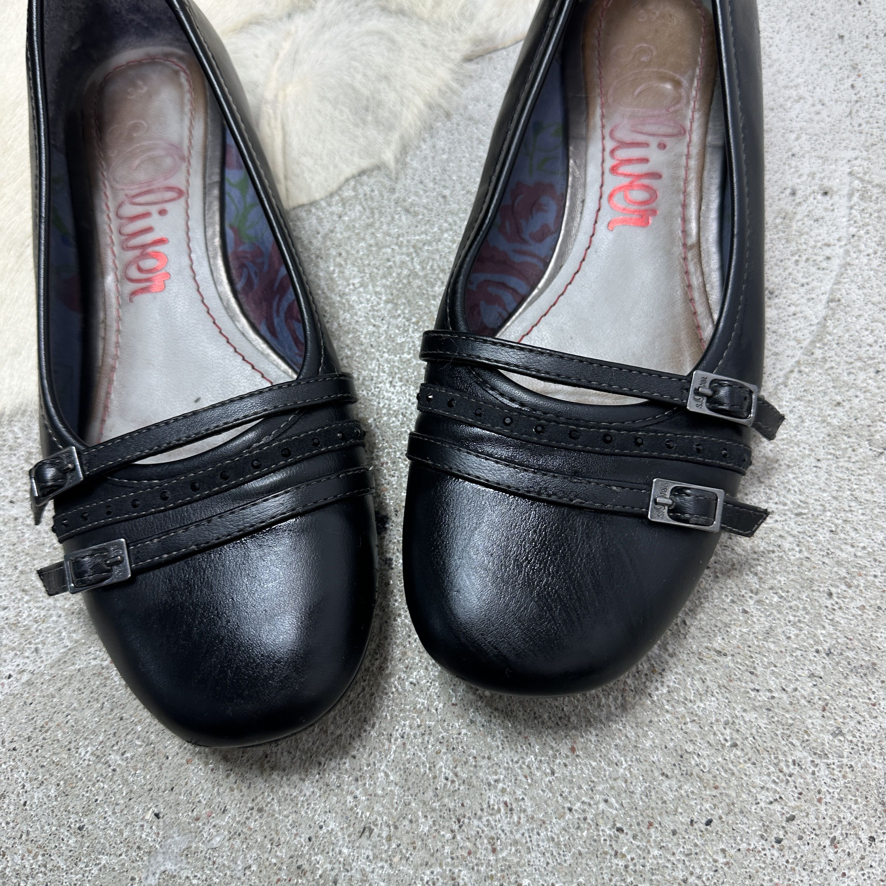 Vintage Vintage Avant Garde Leather Buckled Ballet Flats Y2K Size US 9 / IT 39 - 2 Thumbnail