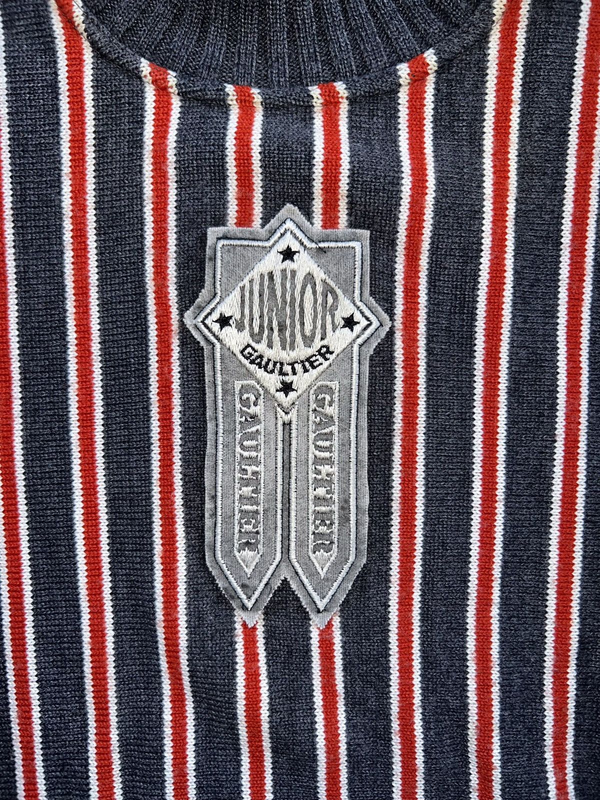 Jean Paul Gaultier Jean Paul Gaultier Junior 90s striped knit sweater with logo Size US XL / EU 56 / 4 - 2 Thumbnail