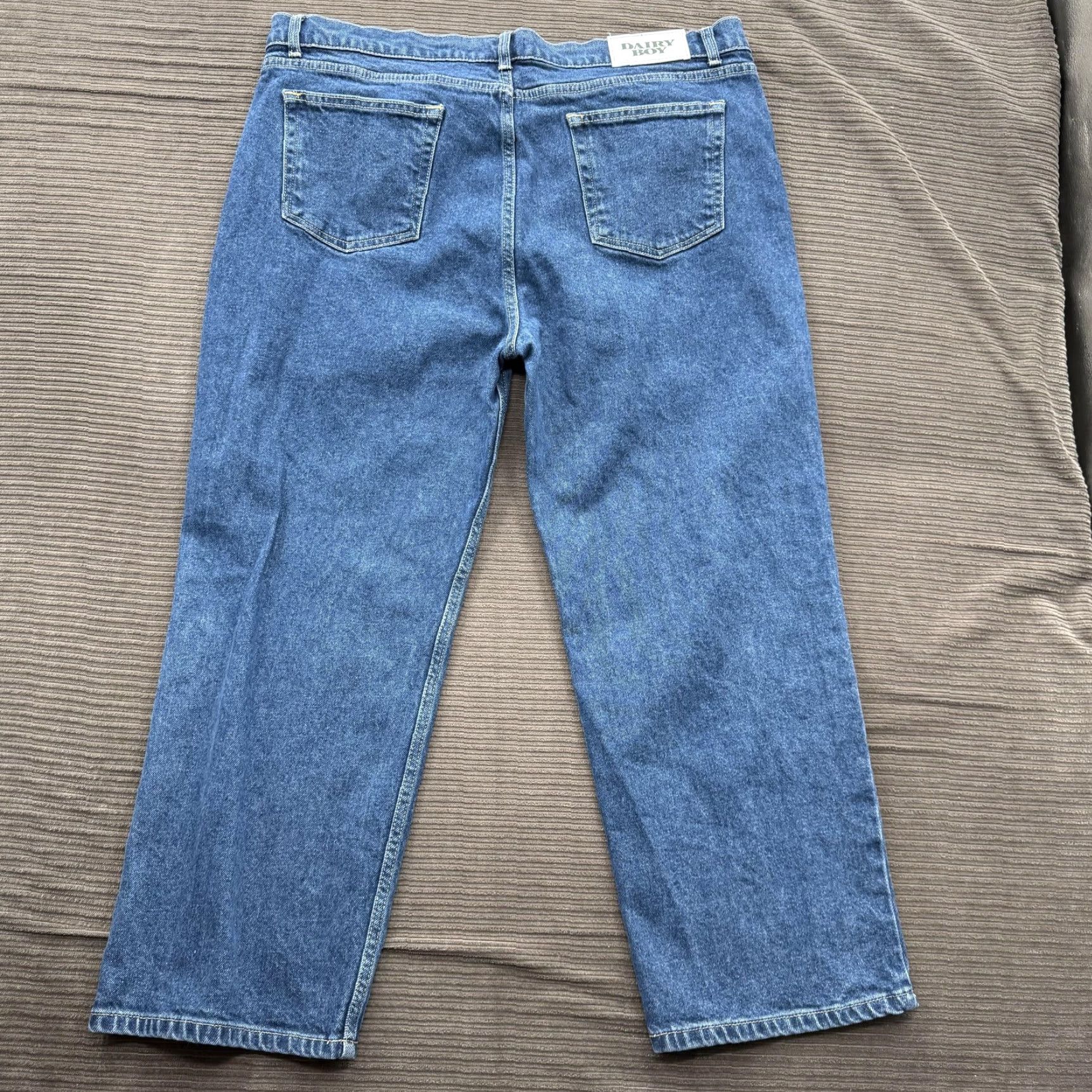 Denime Dairy Boy Jeans Mens 36 Blue Denim Relaxed Fit Straight Leg Pants 36x26 Size US 36 / EU 52 - 2 Thumbnail