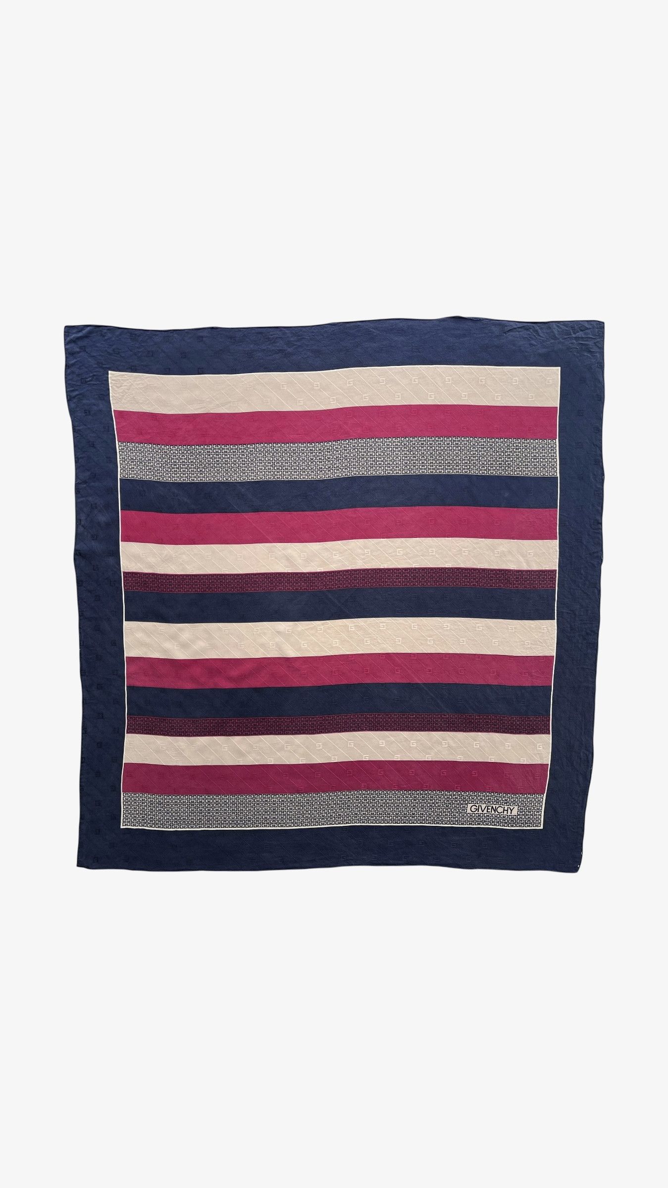 Givenchy Vintage 80s Givenchy G Monogram Striped Print Silk Scarf Size ONE SIZE - 1 Thumbnail