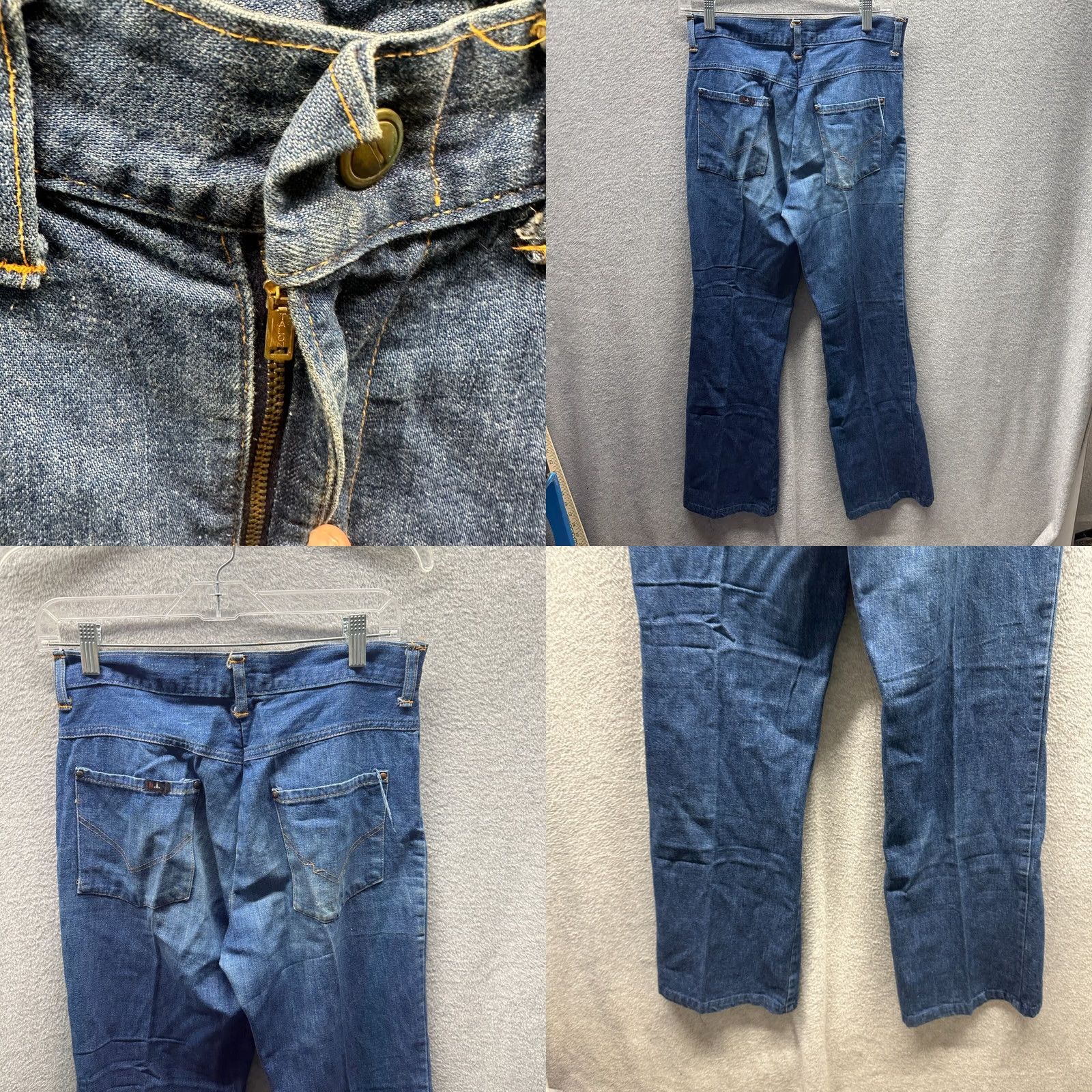 Denime VINTAGE H.I.S. Jeans Adult W 28 L 30 Blue Denim Pants Cotton Zip 70s 80s Size US 28 / EU 44 - 8 Thumbnail