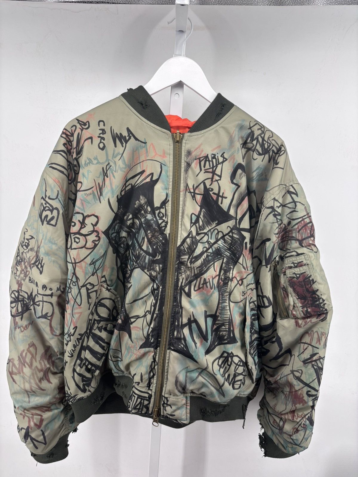 Mowalola Mowalola Graffiti Bomber Army Green | Grailed