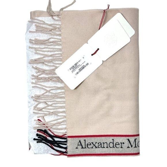 Alexander McQueen Alexander McQueen Womens Logo Pink Wool Cashmere Fringe Trim Size ONE SIZE - 2 Thumbnail