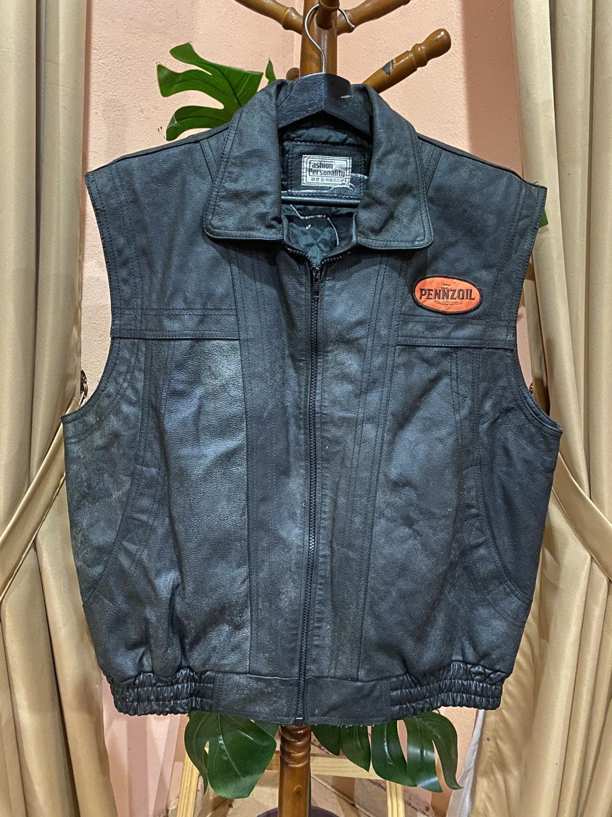 Leather Vintage Club Shadow Leather Biker Vest Pennzoil Patch Size US L / EU 52-54 / 3 - 1 Thumbnail