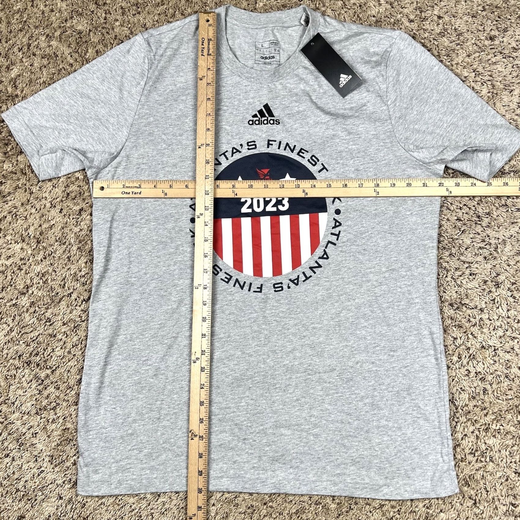 Adidas Adidas Atlanta’s Finest 5K Graphic Shirt Adult Large Performance Activewear Gray Cotton Short Sleeve Crew Neck Heathered Breathing Logo Size US L / EU 52-54 / 3 - 5 Thumbnail