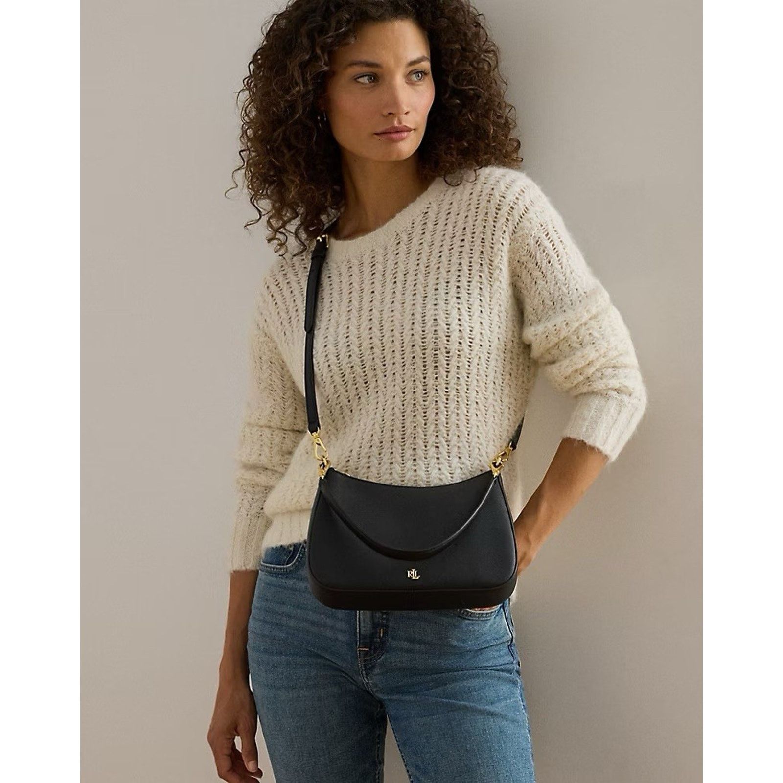 Lauren Ralph Lauren NWT Ralph Lauren Crosshatch Leather Medium Danni Bag Black Size ONE SIZE - 11 Thumbnail