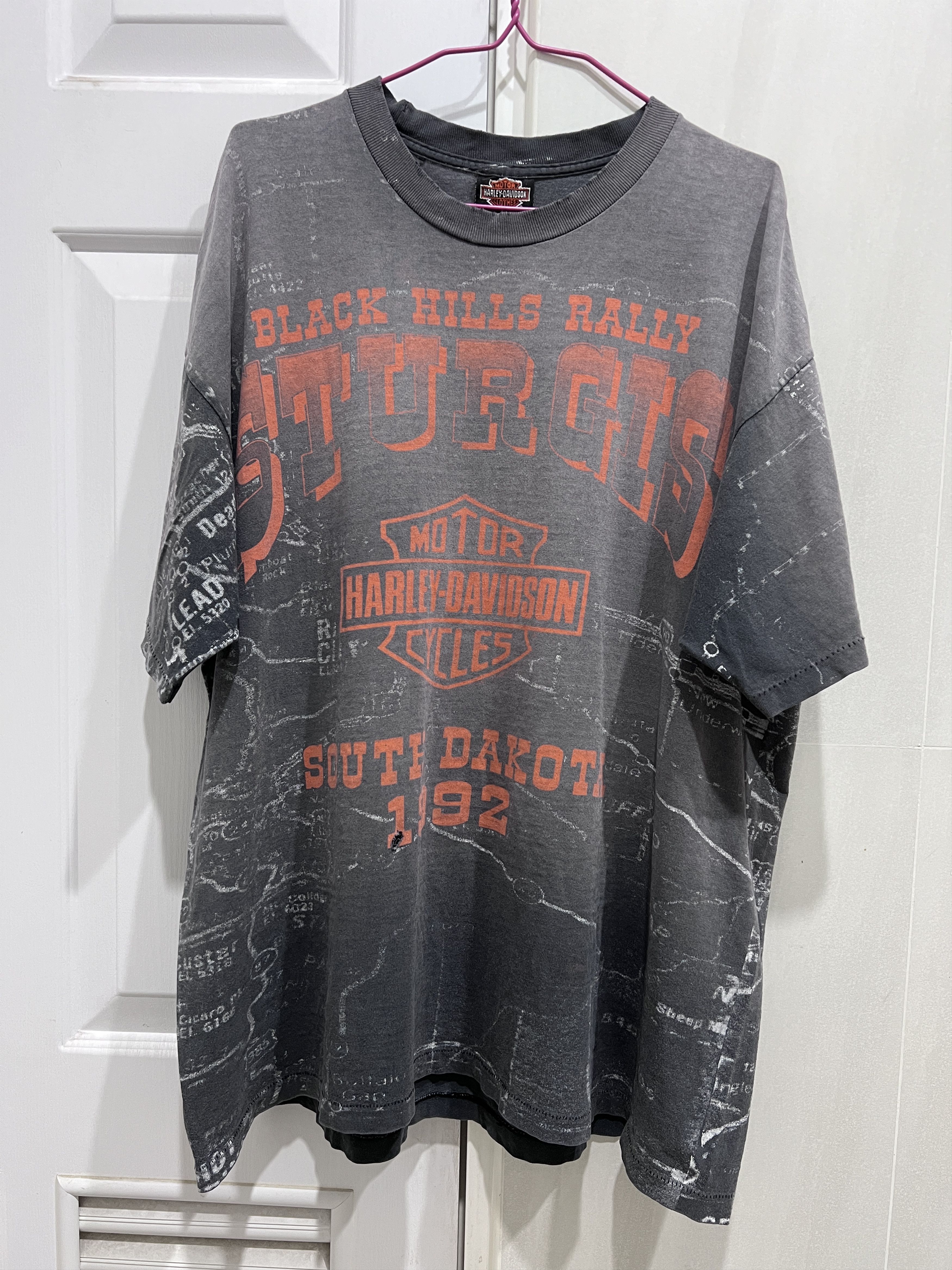 Harley Davidson Vintage 90s Harley Davidson All Over Print XL Thrashed Faded Size US XL / EU 56 / 4 - 3 Thumbnail