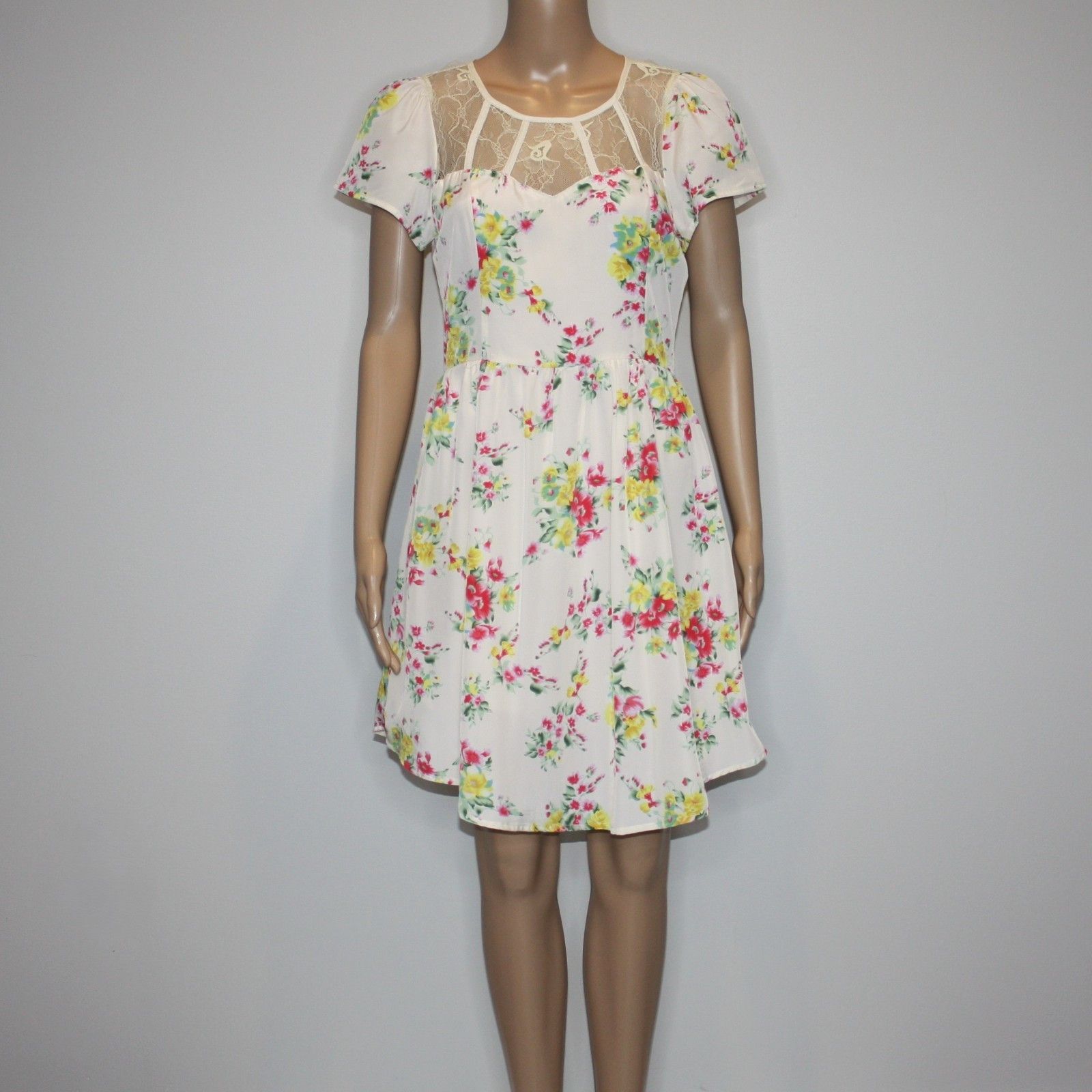 Other Under Skies Bloom for Improvement Cream Floral Print Dress Size M / US 6-8 / IT 42-44 - 7 Thumbnail