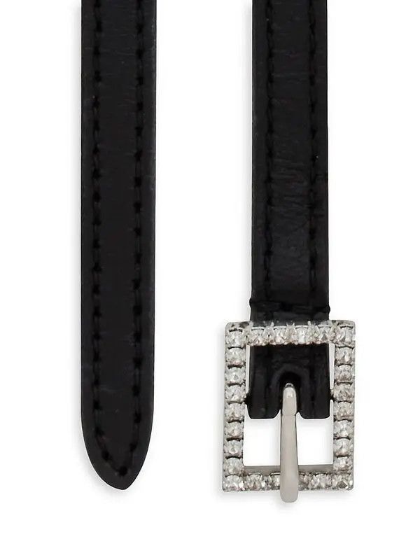 Saint Laurent Paris o1s1wg111224 Size: 95 / Strass Buckle Thin Belt Leather Size ONE SIZE - 2 Thumbnail
