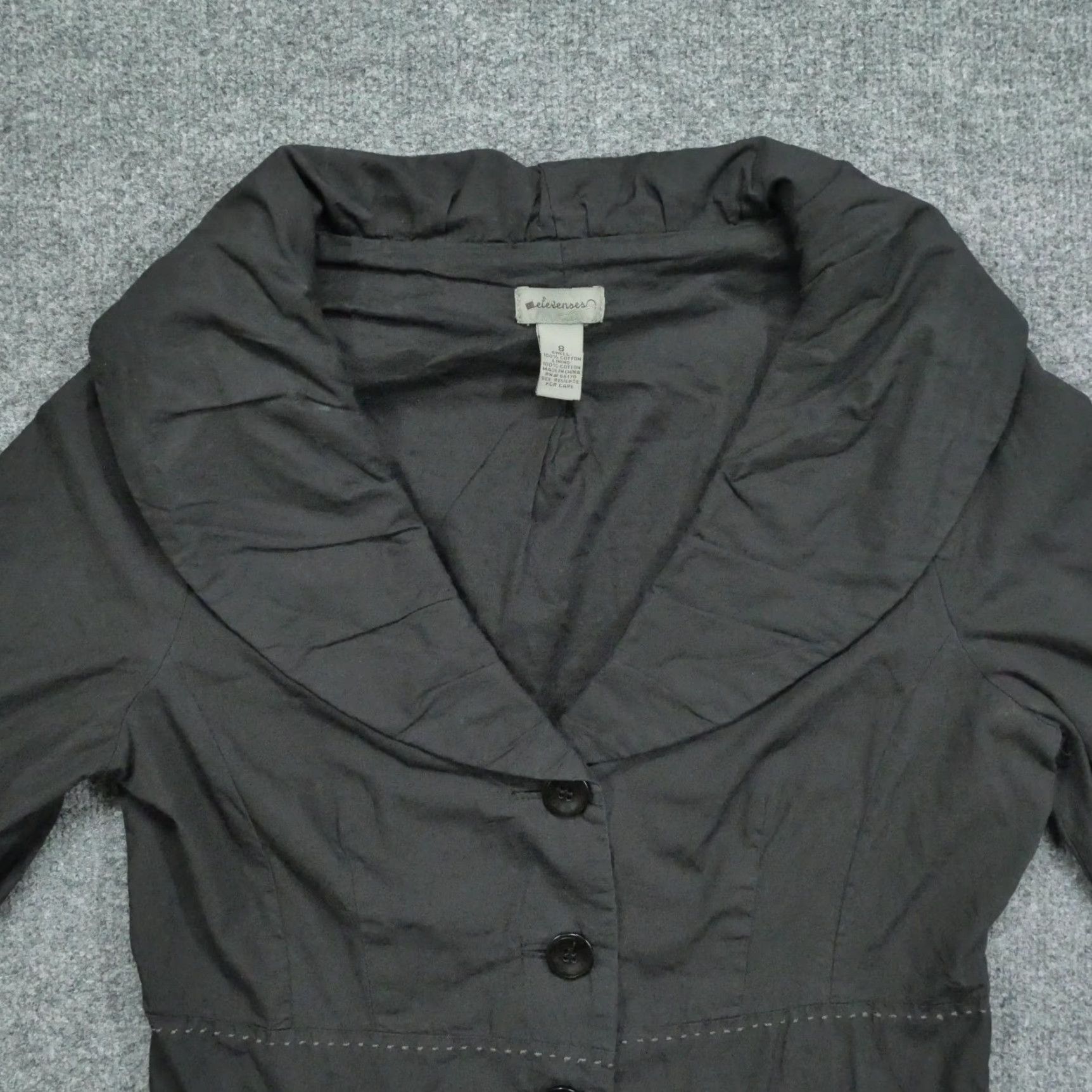 Anthropologie Anthropologie Jacket Womens 8 Black Cotton Casual Business Classic Basic Jacket Long Sleeve Button Short Size M / US 6-8 / IT 42-44 - 2 Thumbnail